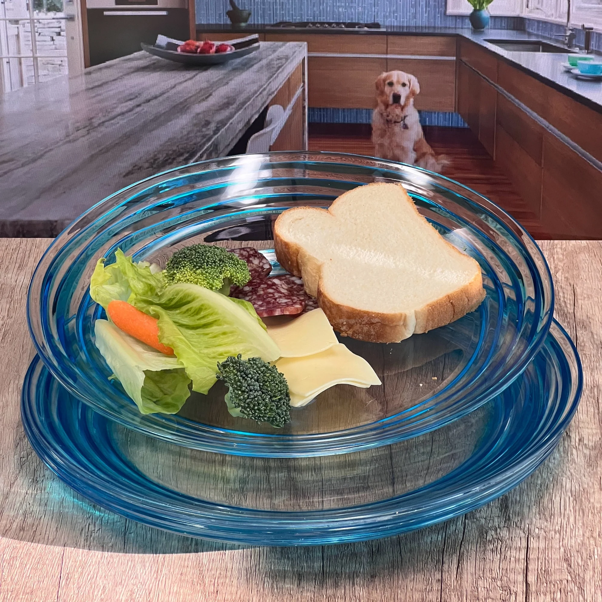 Designer Swirl 12' Acrylic Dinner Plates Set of 4, Unbreakable Blue Plates, BPA Free and Dishwasher Safe - Image 4