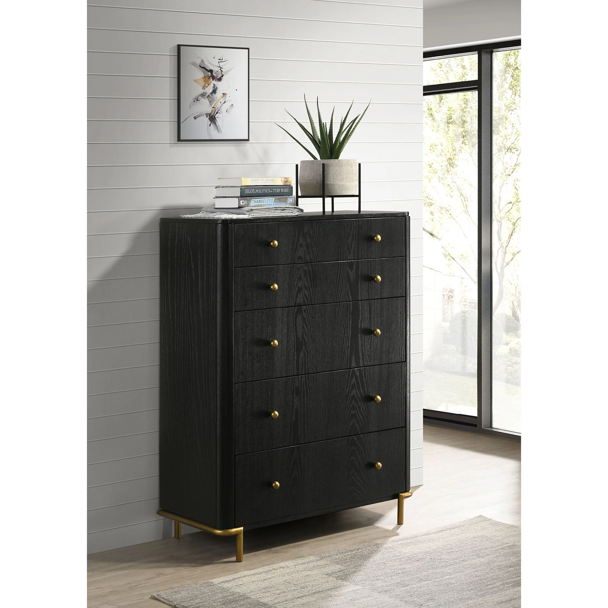 Anser Black 5-Drawer Chest - Image 13