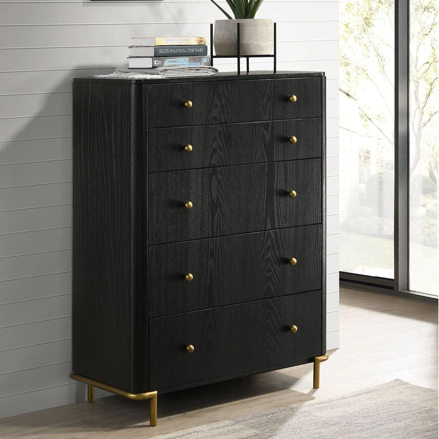 Anser Black 5-Drawer Chest - Image 2