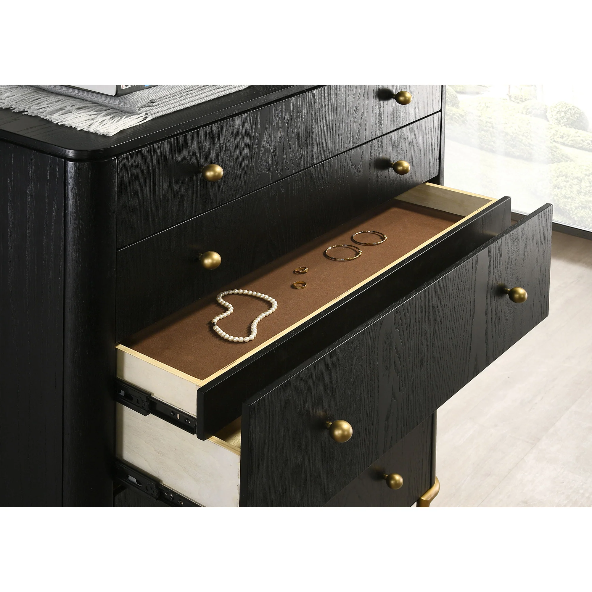 Anser Black 5-Drawer Chest - Image 28