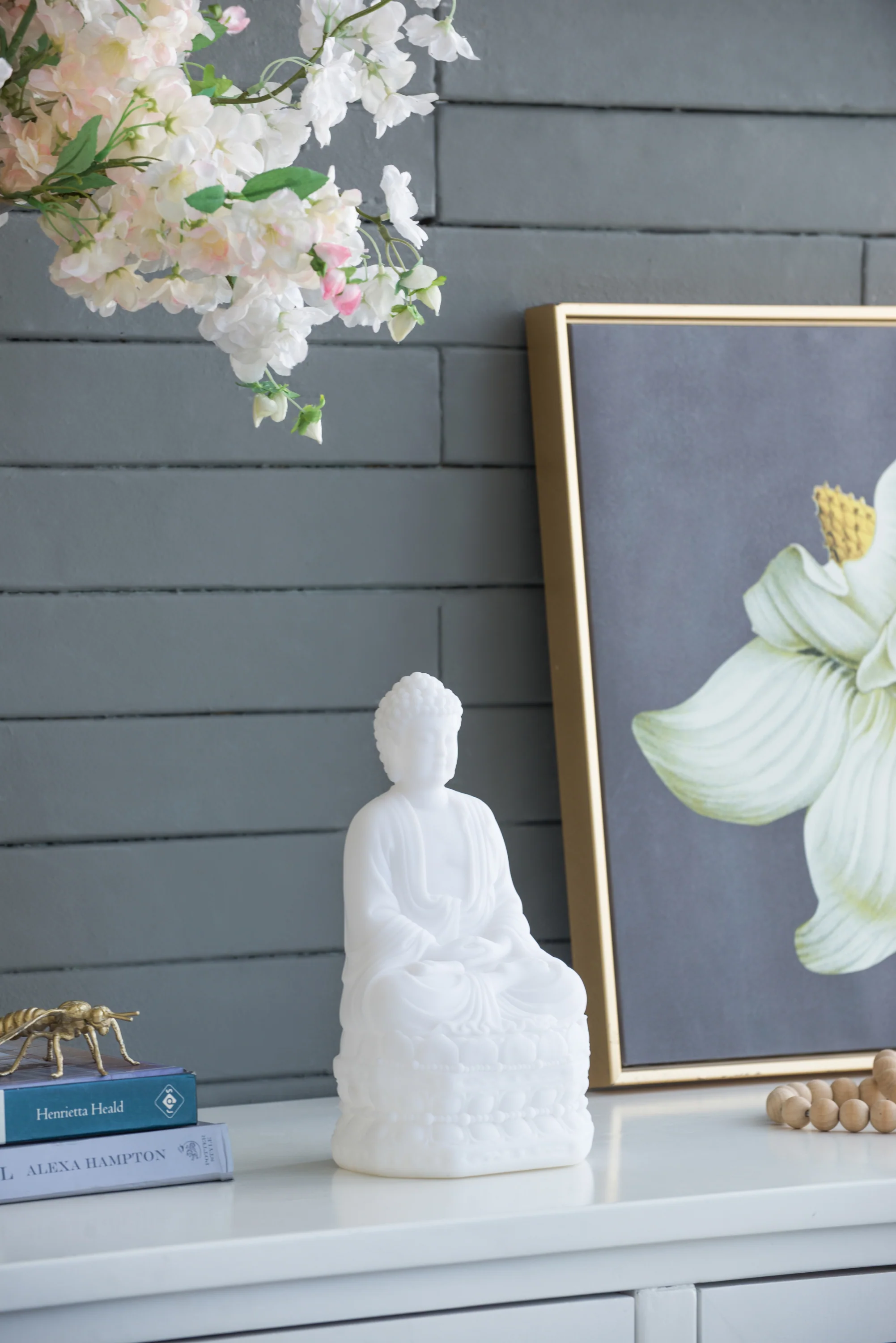 5.5x4.7x11.8' White Sitting Buddha Figure - Image 6