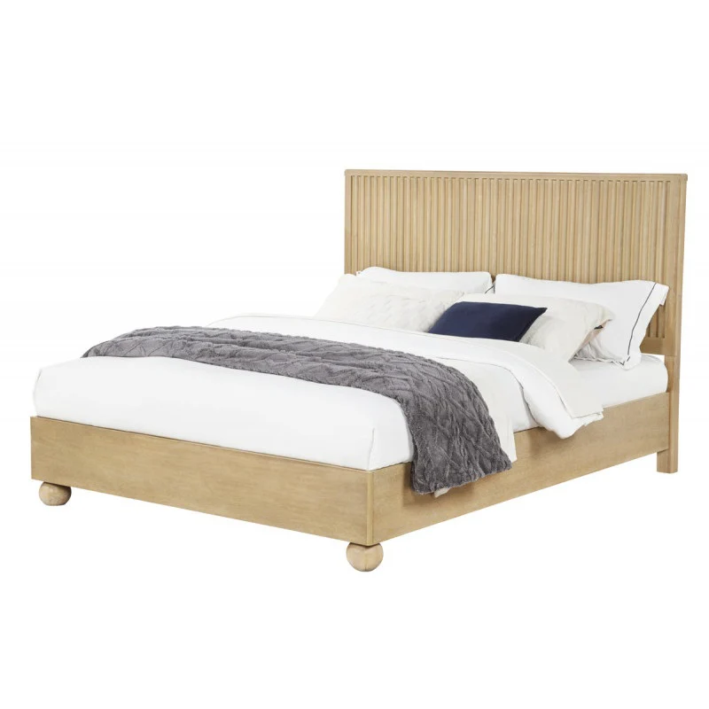Fluted Modern Light Oak Wood 5pc Bedroom Furniture Set, Platform Bed, Dresser Mirror and 2x Nightstand - Image 22