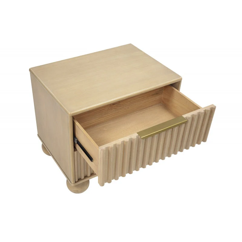 Fluted Modern Light Oak Wood 5pc Bedroom Furniture Set, Platform Bed, Dresser Mirror and 2x Nightstand - Image 31