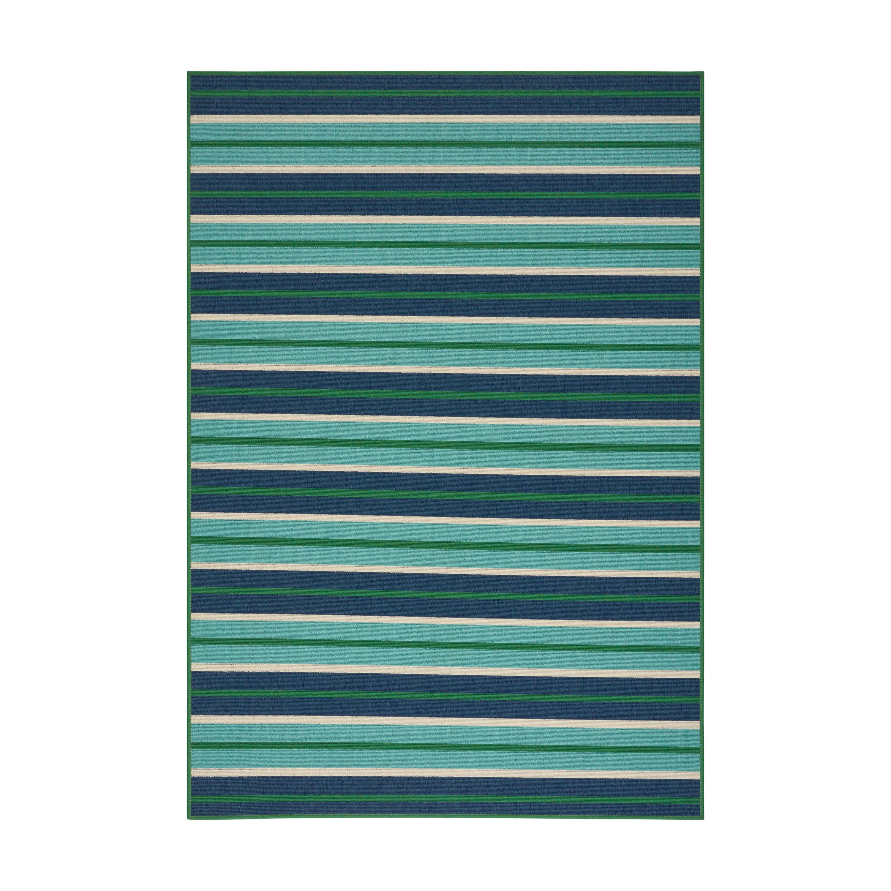 90"x63" Outdoor Rectangular Rug with Striped Regency Design