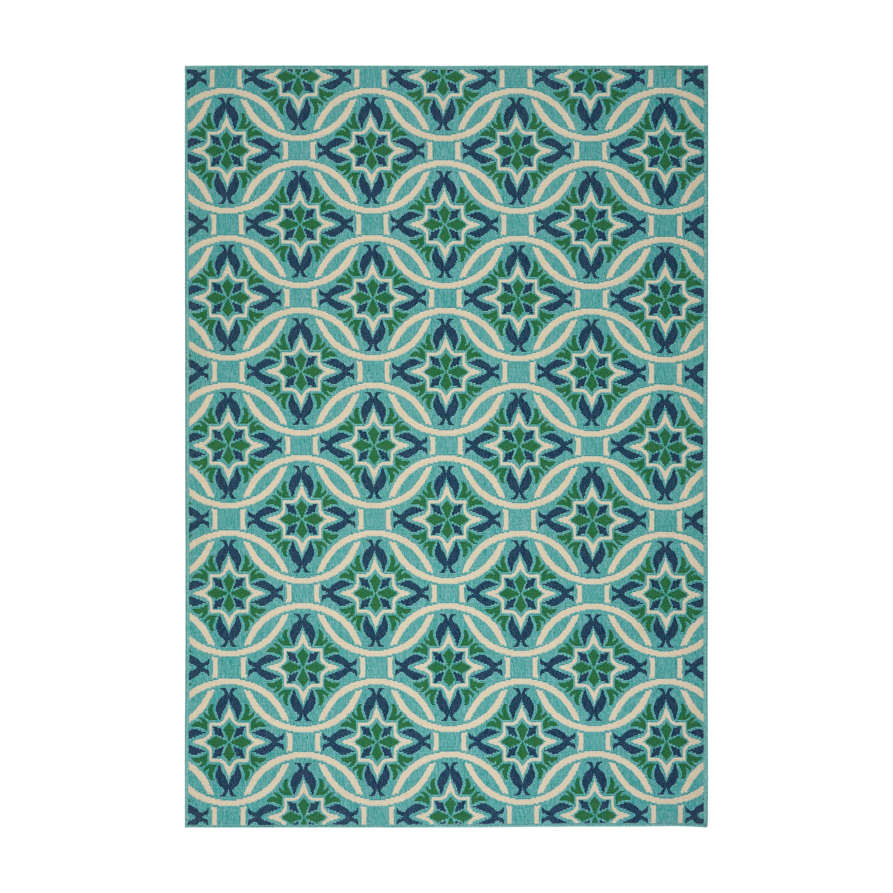 90"x63" Outdoor Rug with Rectangular Shape and Machine-Woven Design