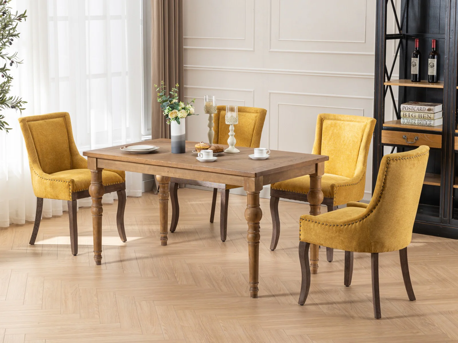 Square Back Upholstered Dining Chair with Bronze Nailhead Trim, Set of 2 - Image 37