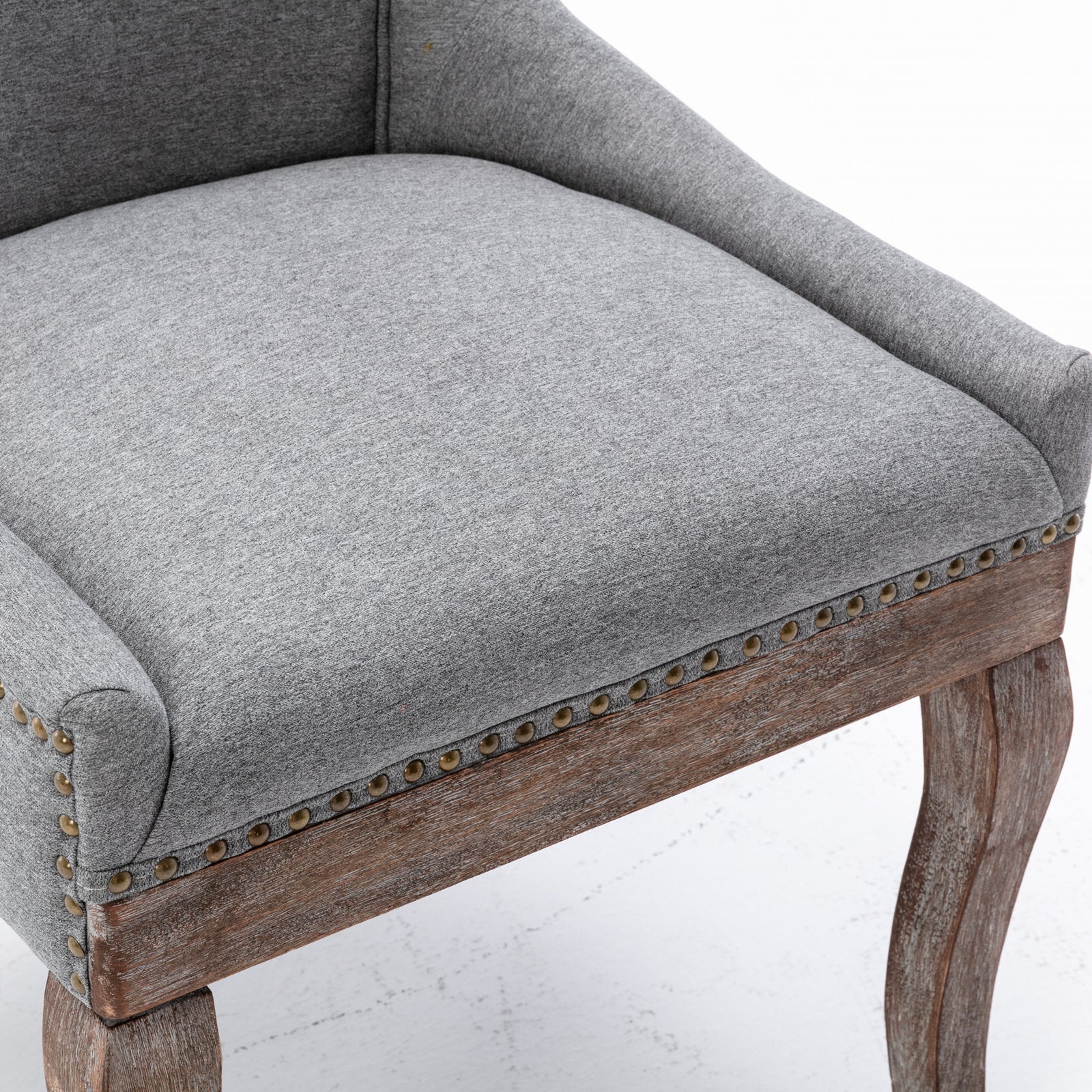 Square Back Upholstered Dining Chair with Bronze Nailhead Trim, Set of 2 - Image 46