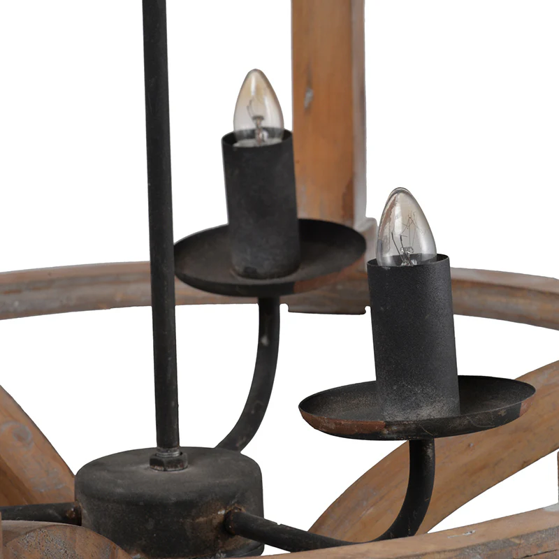 3 - Light Wood Drum Chandelier with Adjustable Chain - Image 11
