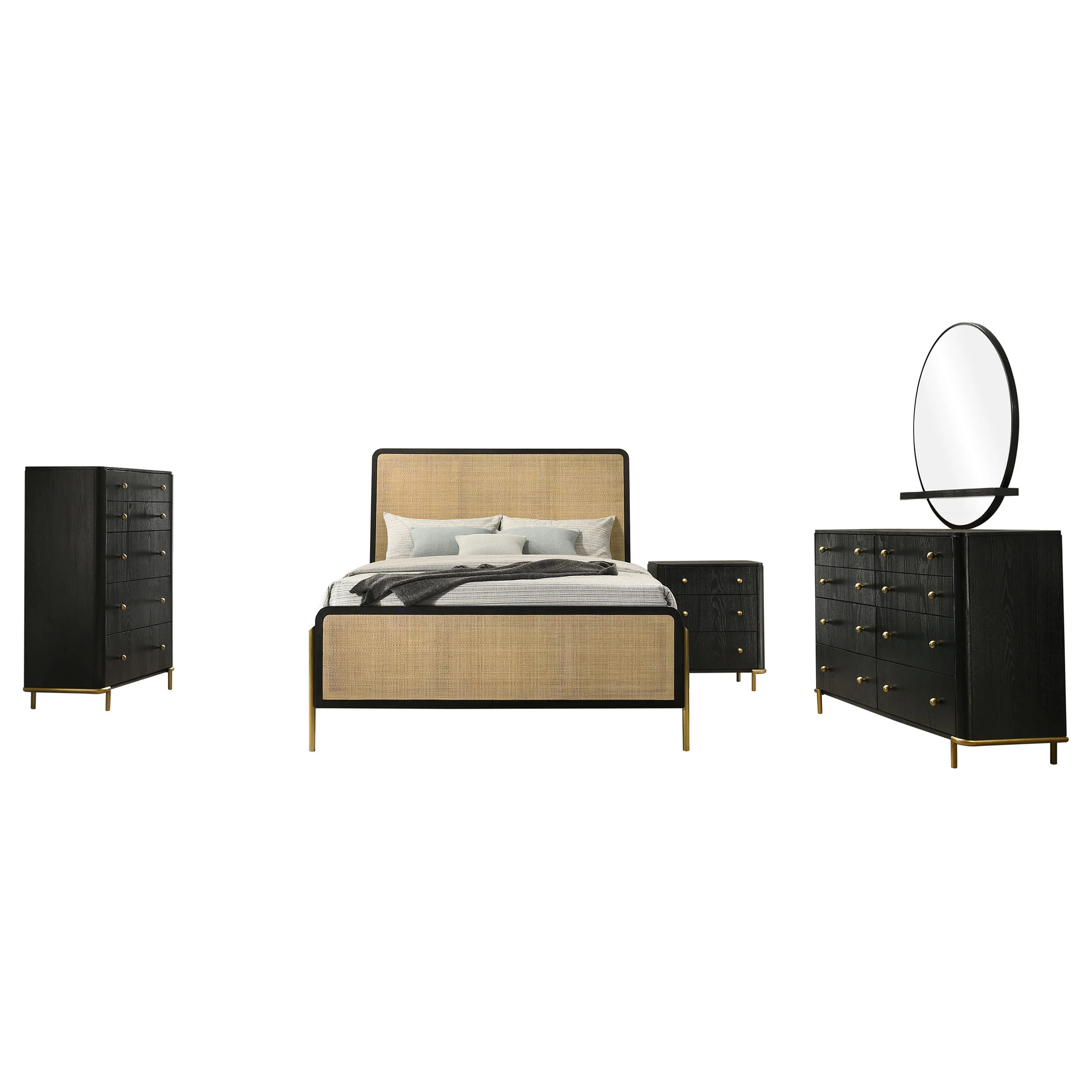 Anser Black and Natural 5-piece Bedroom Set