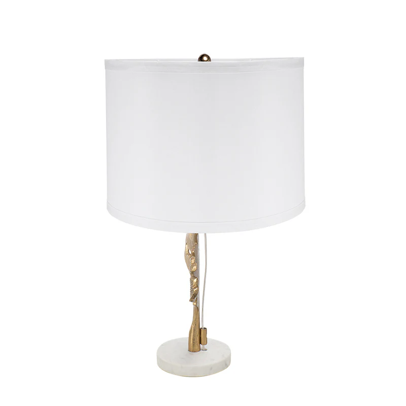 Gold and White Table Lamp with Leaf Design - Image 6
