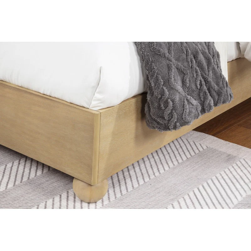 Fluted Modern Light Oak Wooden Platform Bed – Modern Minimalist Design, Light Oak Finish - Image 13