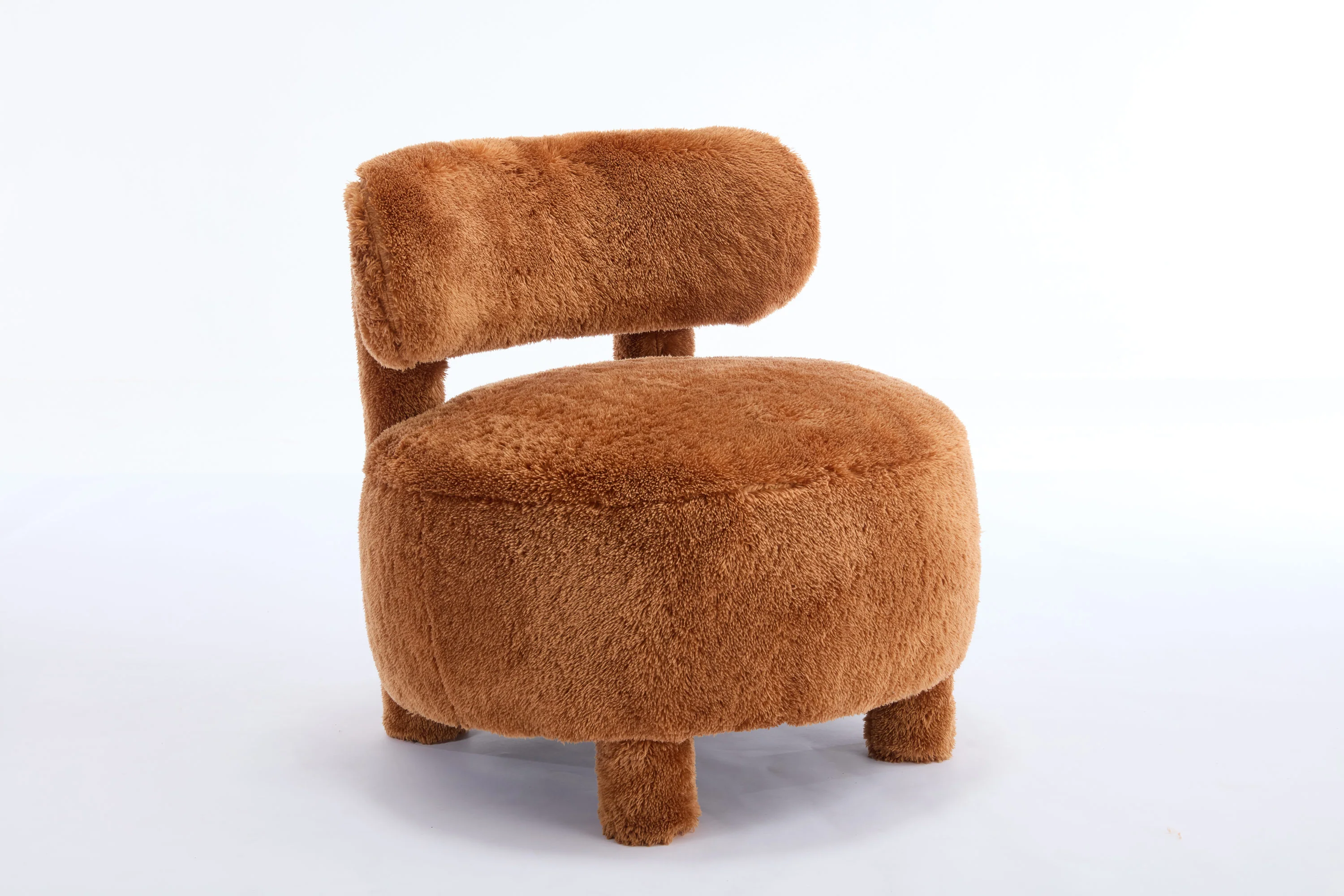 Fuzzy Armless Accent Chair with Curved Backrest and Solid Wooden Legs - Image 18