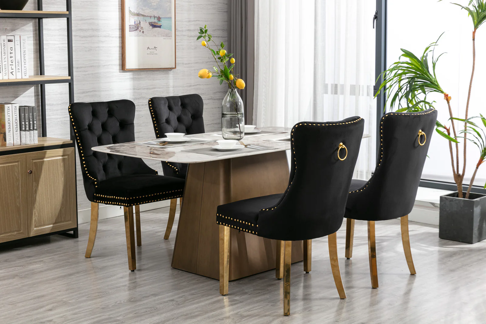 Nikki Tufted Velvet Upholstered Dining Chair with Golden Stainless Steel Plating Legs, Set of 2 - Image 13