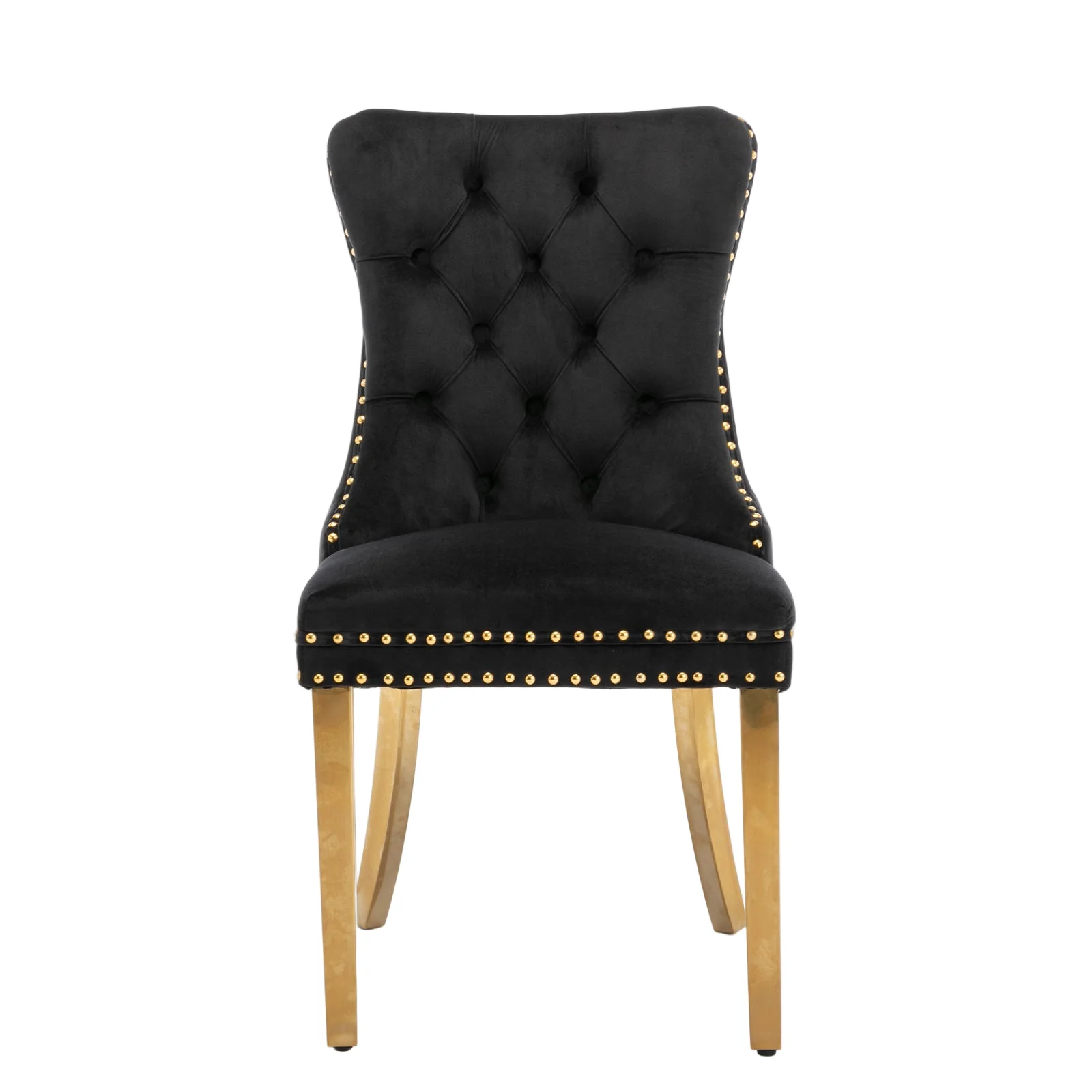 Nikki Tufted Velvet Upholstered Dining Chair with Golden Stainless Steel Plating Legs, Set of 2 - Image 3