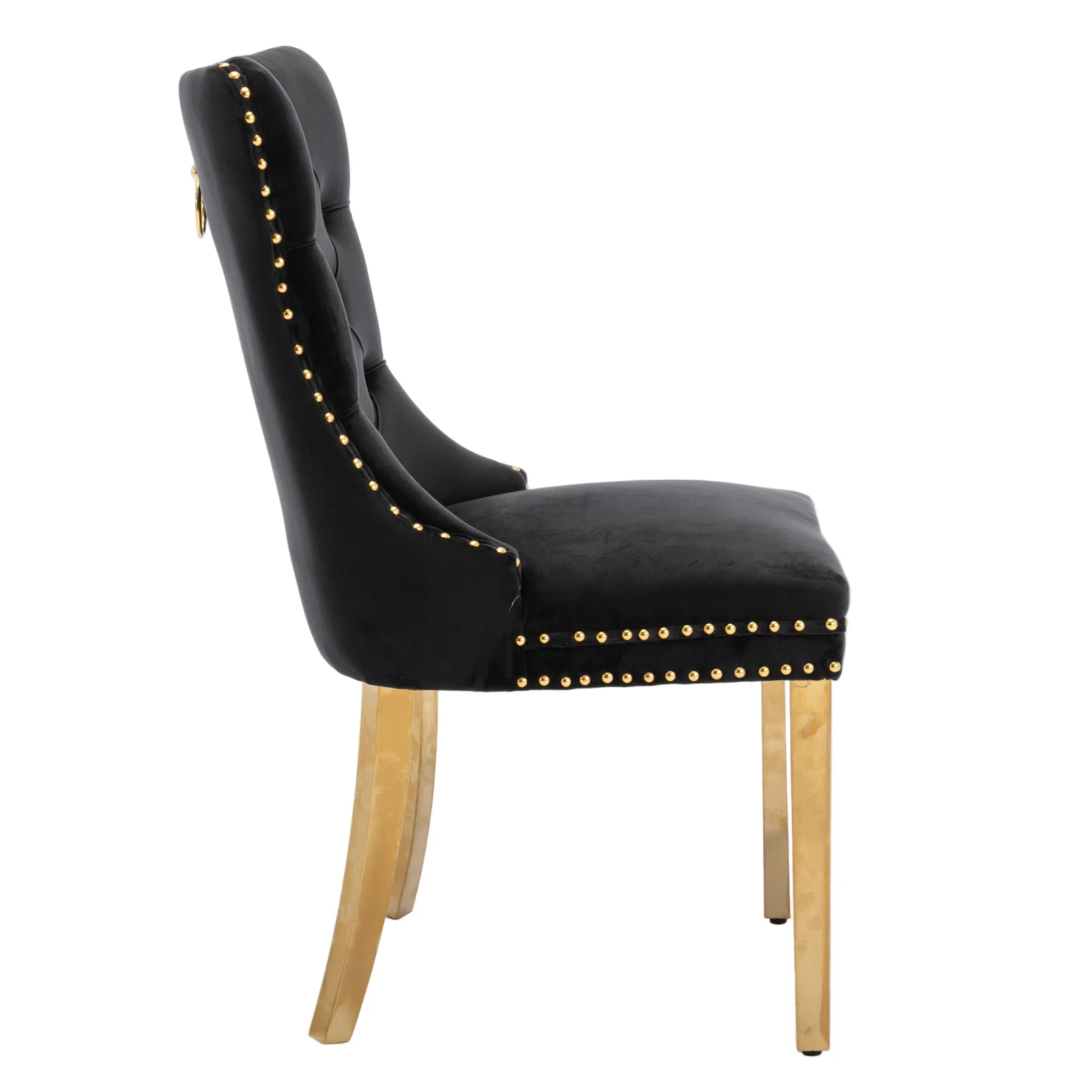 Nikki Tufted Velvet Upholstered Dining Chair with Golden Stainless Steel Plating Legs, Set of 2 - Image 4