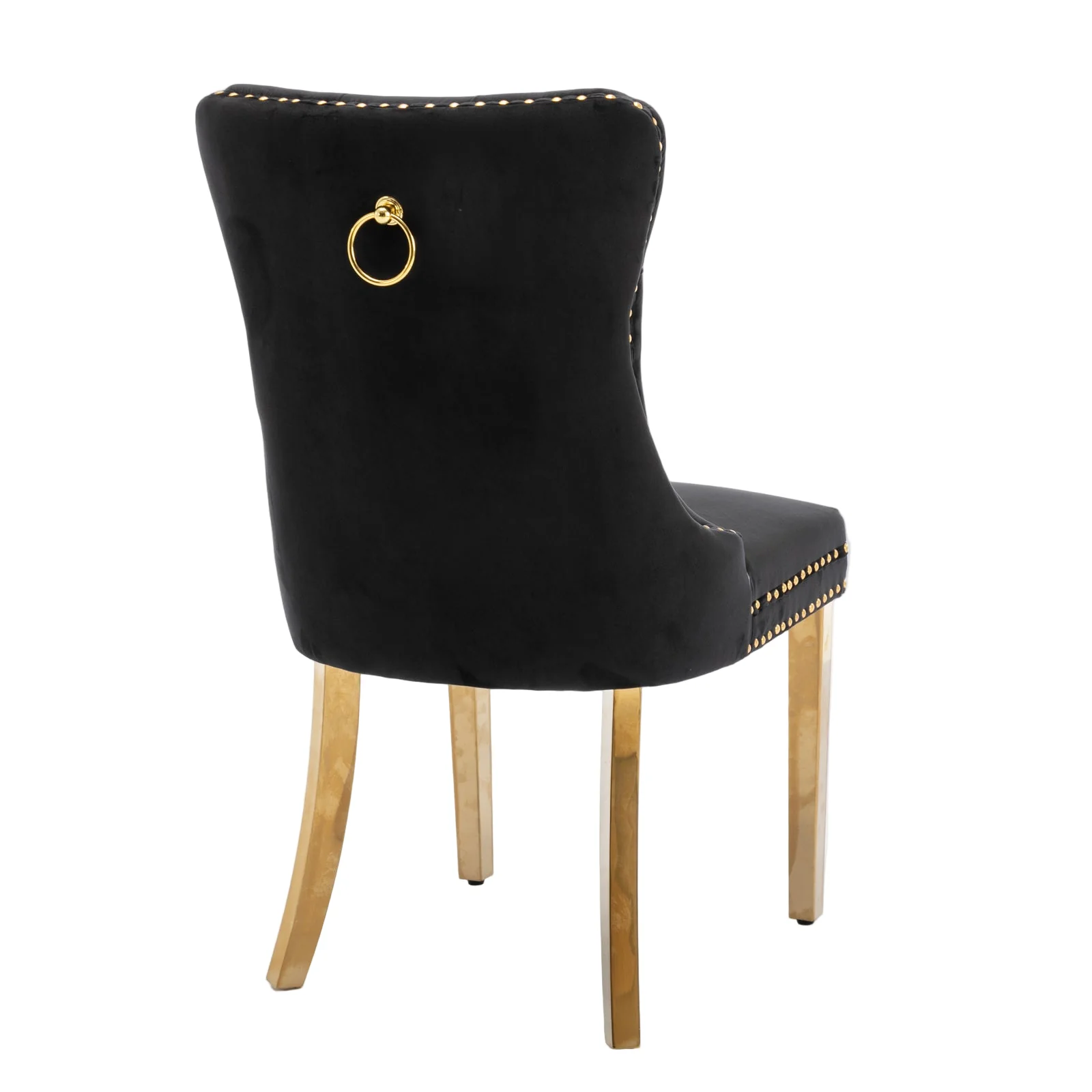Nikki Tufted Velvet Upholstered Dining Chair with Golden Stainless Steel Plating Legs, Set of 2 - Image 5