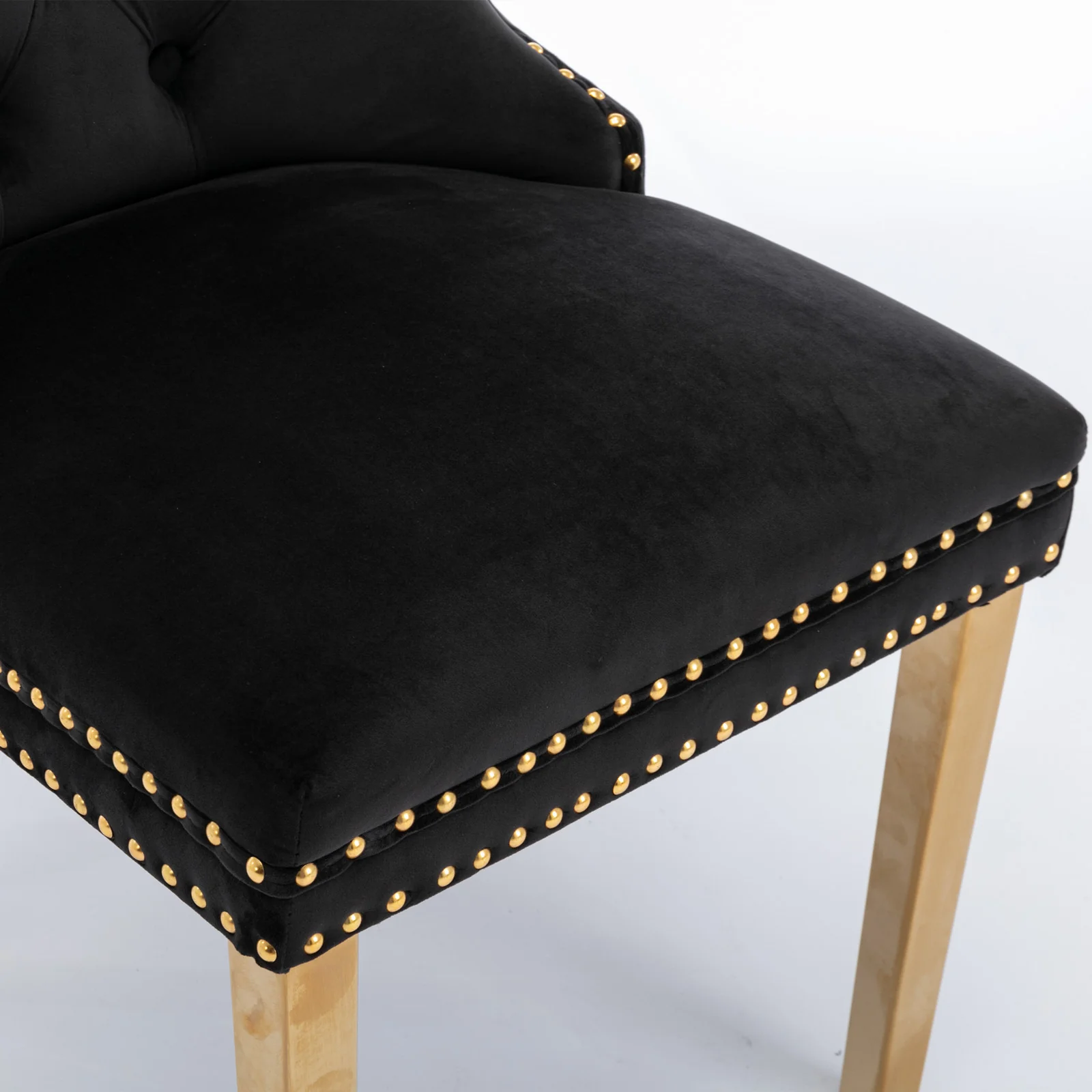 Nikki Tufted Velvet Upholstered Dining Chair with Golden Stainless Steel Plating Legs, Set of 2 - Image 8