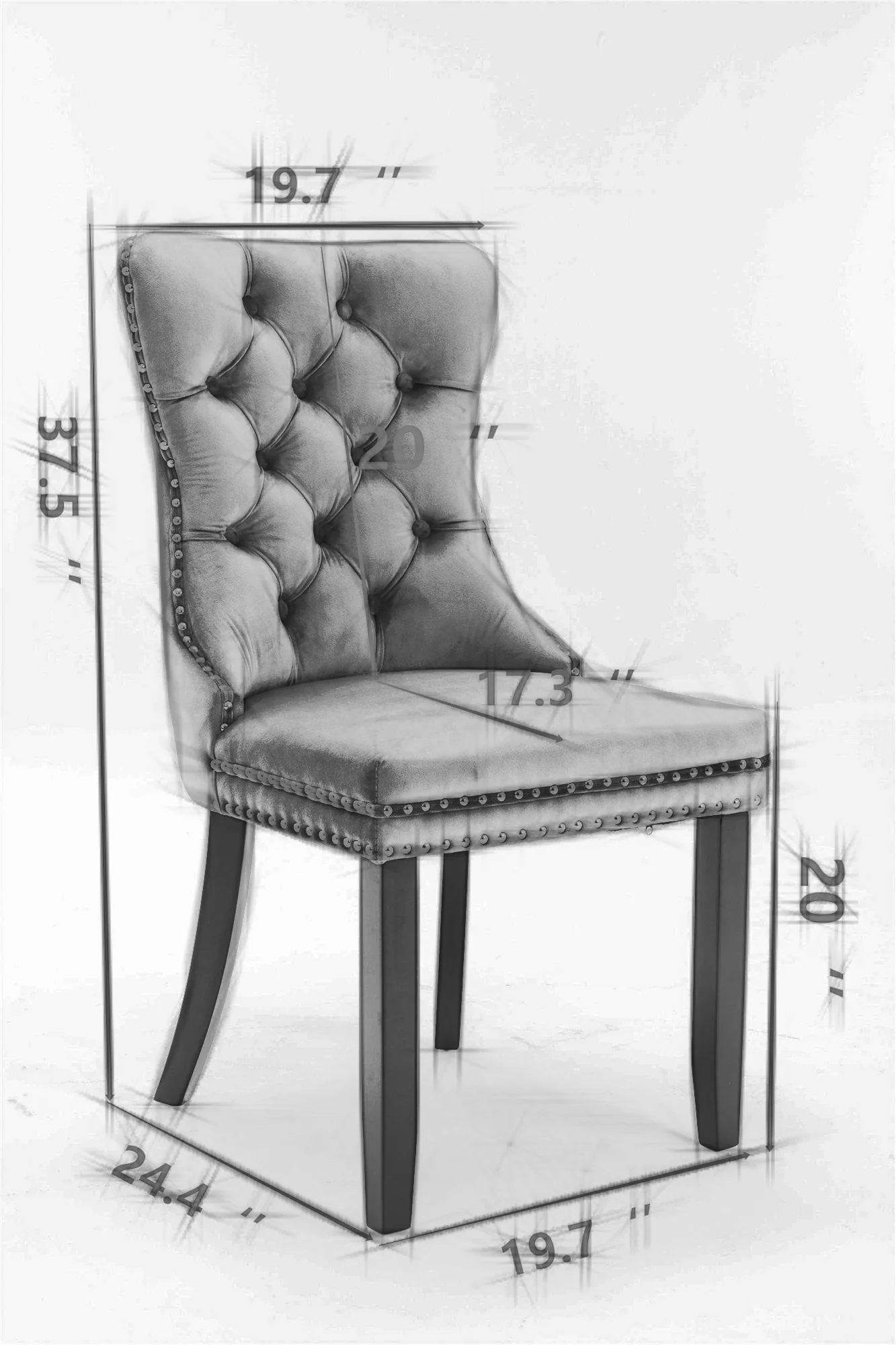 Nikki Tufted Velvet Upholstered Dining Chair with Golden Stainless Steel Plating Legs, Set of 2 - Image 9