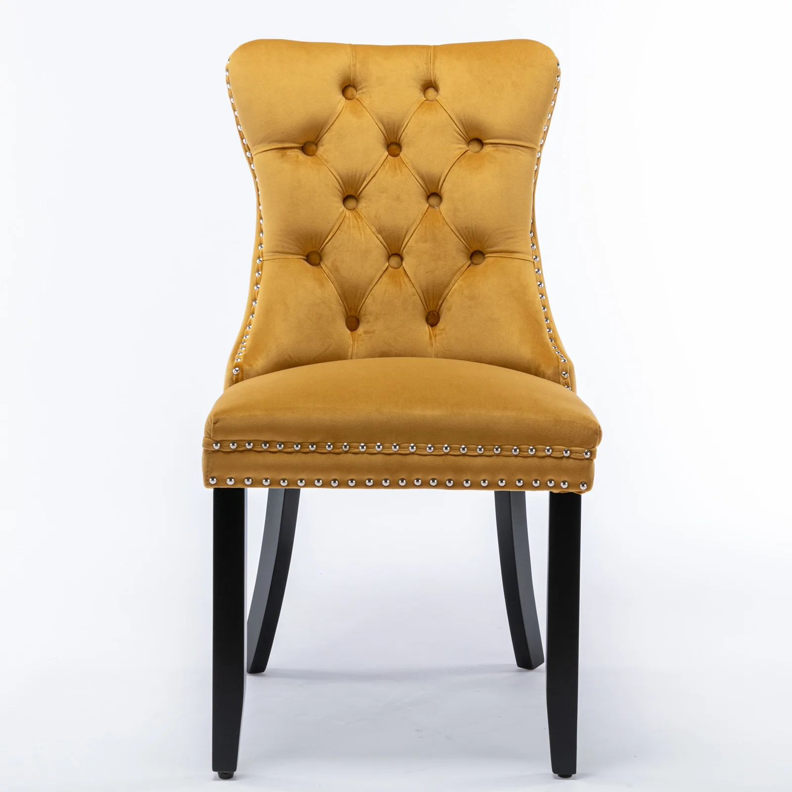 Rosewick Modern Tufted Velvet Nailhead Trim Solid Wood Upholstered Dining Chair with Wood Legs, Set of 2 - Image 19