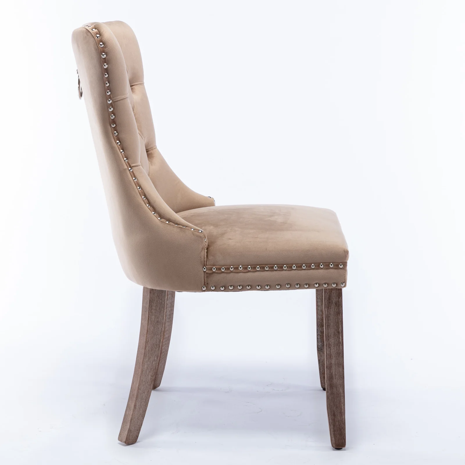 Rosewick Modern Tufted Velvet Nailhead Trim Solid Wood Upholstered Dining Chair with Wood Legs, Set of 2 - Image 36