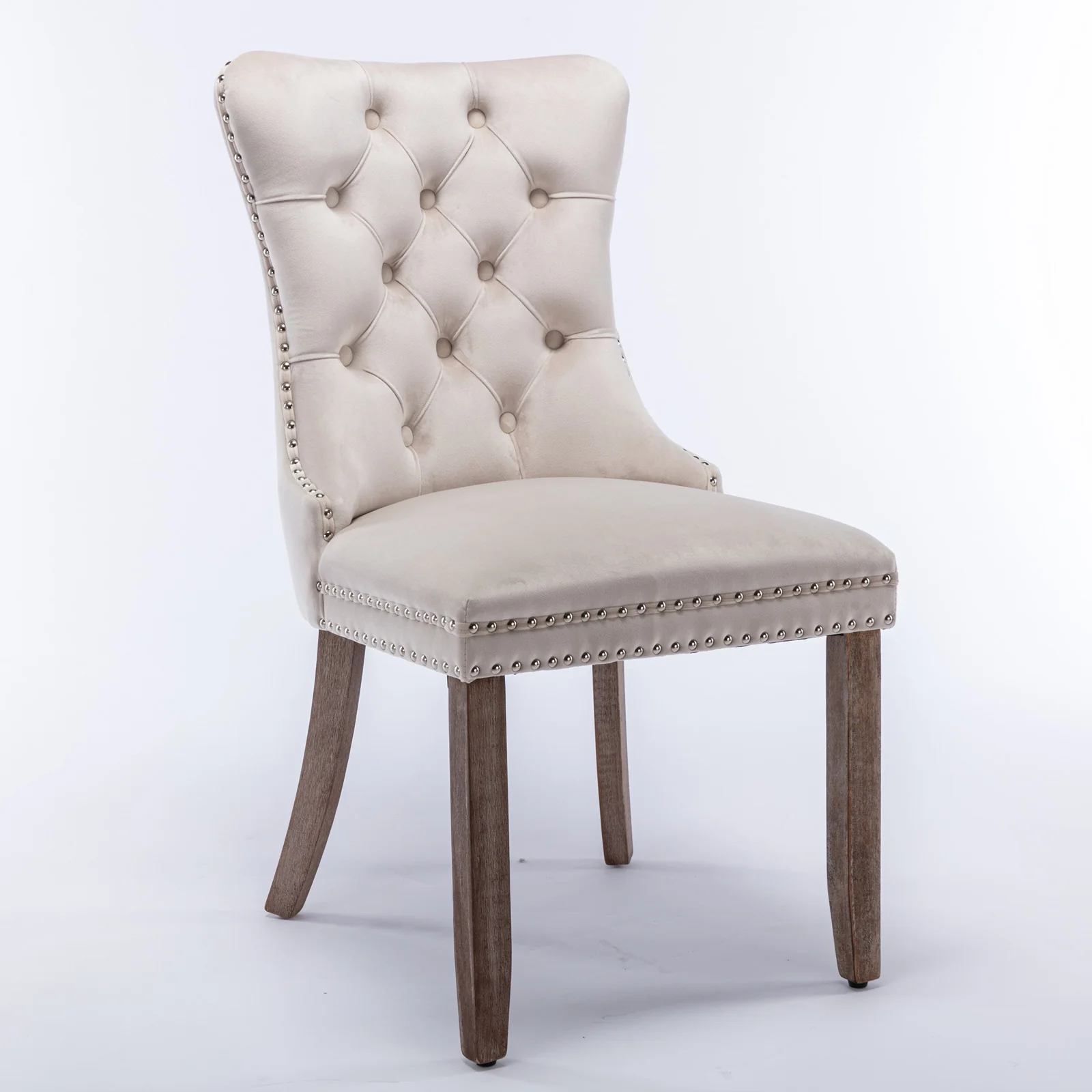 Rosewick Modern Tufted Velvet Nailhead Trim Solid Wood Upholstered Dining Chair with Wood Legs, Set of 2 - Image 47