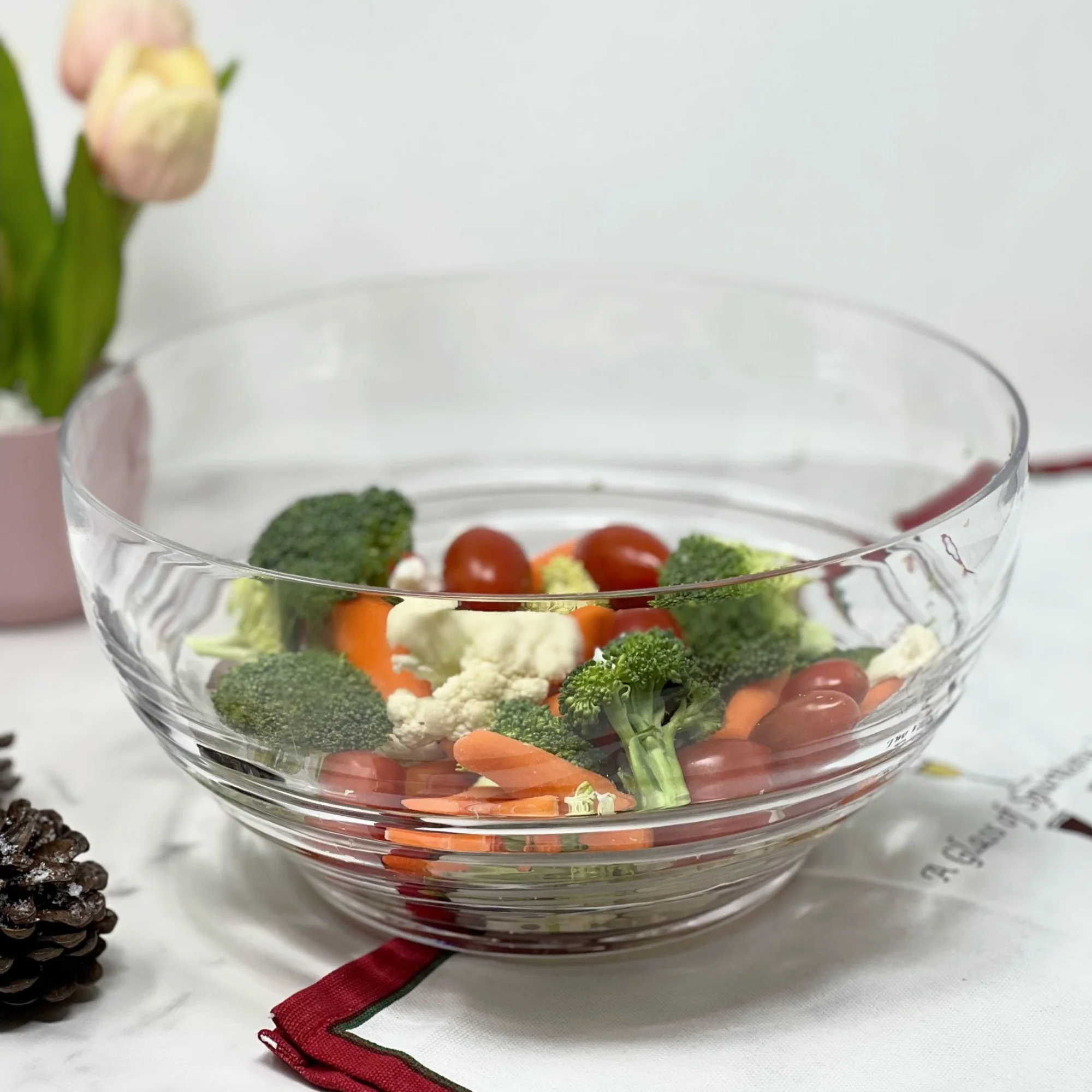 Swirl Acrylic Serving Bowl, Unbreakable Large Plastic Soup and Salad Bowl, BPA Free, Clear - Image 2