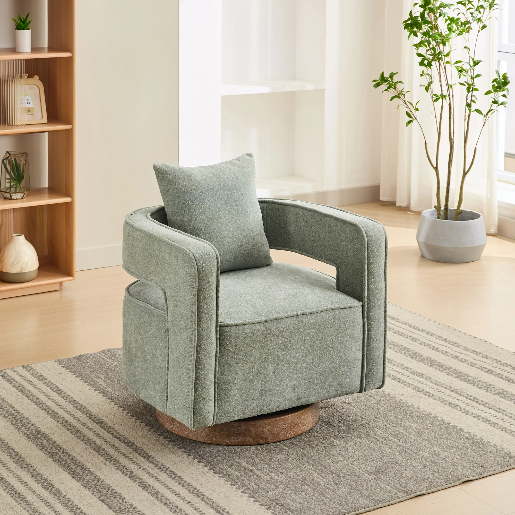 Fernleigh Swivel Accent Open Back Barrel Chair With Weathered Base - Image 34