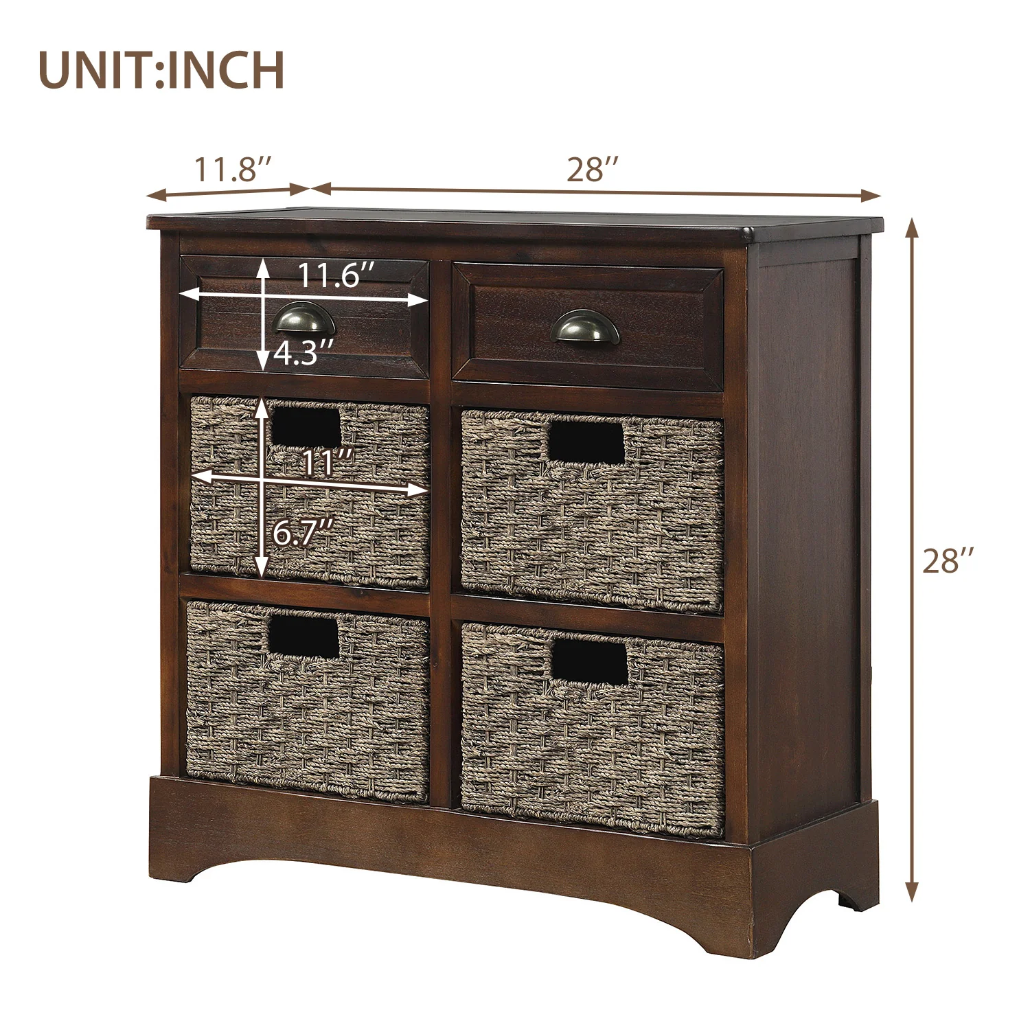 Abby Storage Cabinet with 2 Drawers and 4 Rattan Basket - Image 2
