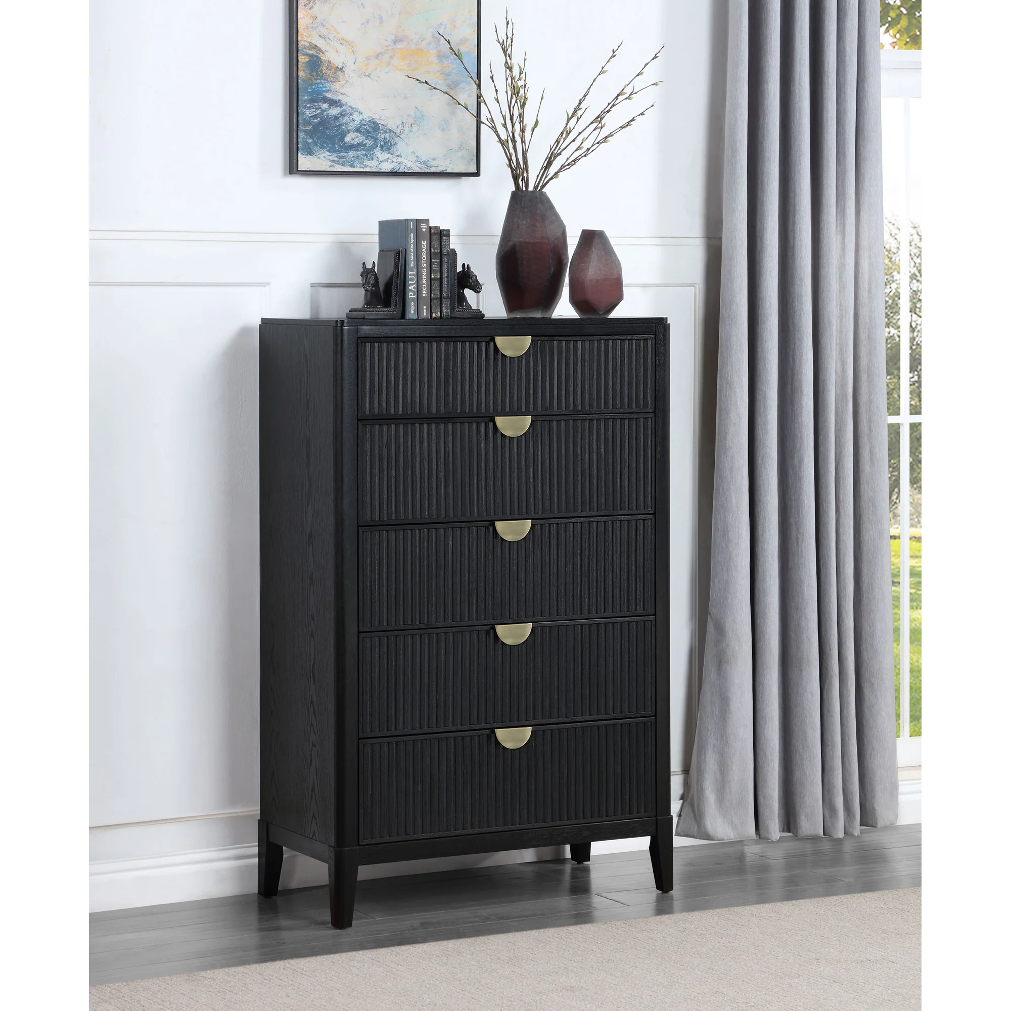 Mason Black 5-Drawer Chest - Image 13