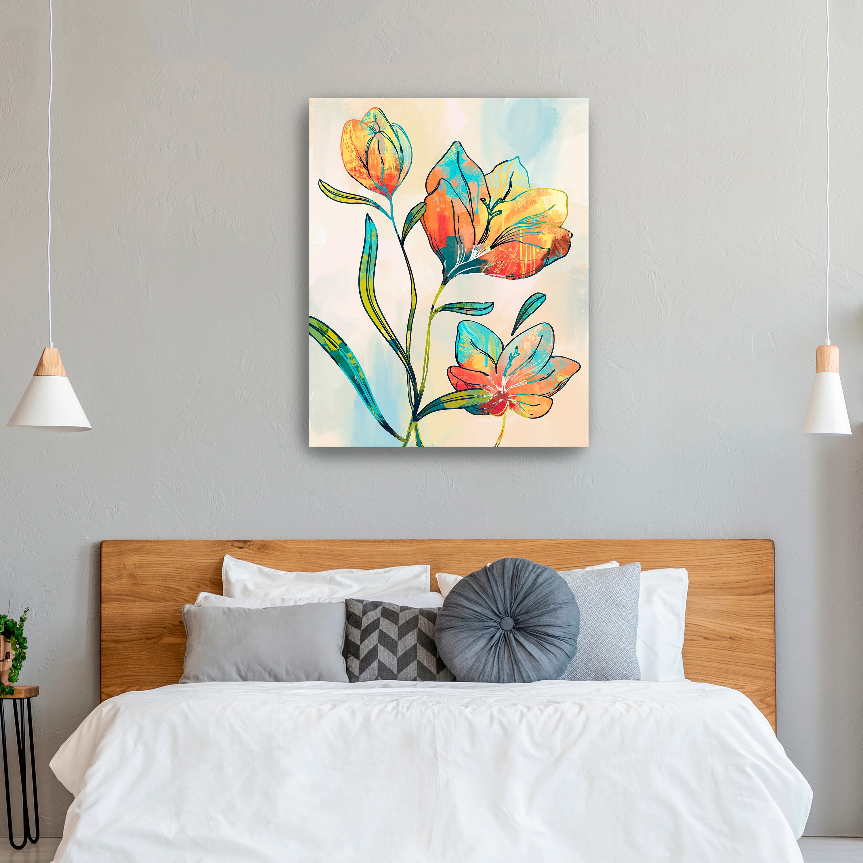 Abstract Graffiti Flowers Canvas Giclee Wall Art - Image 2