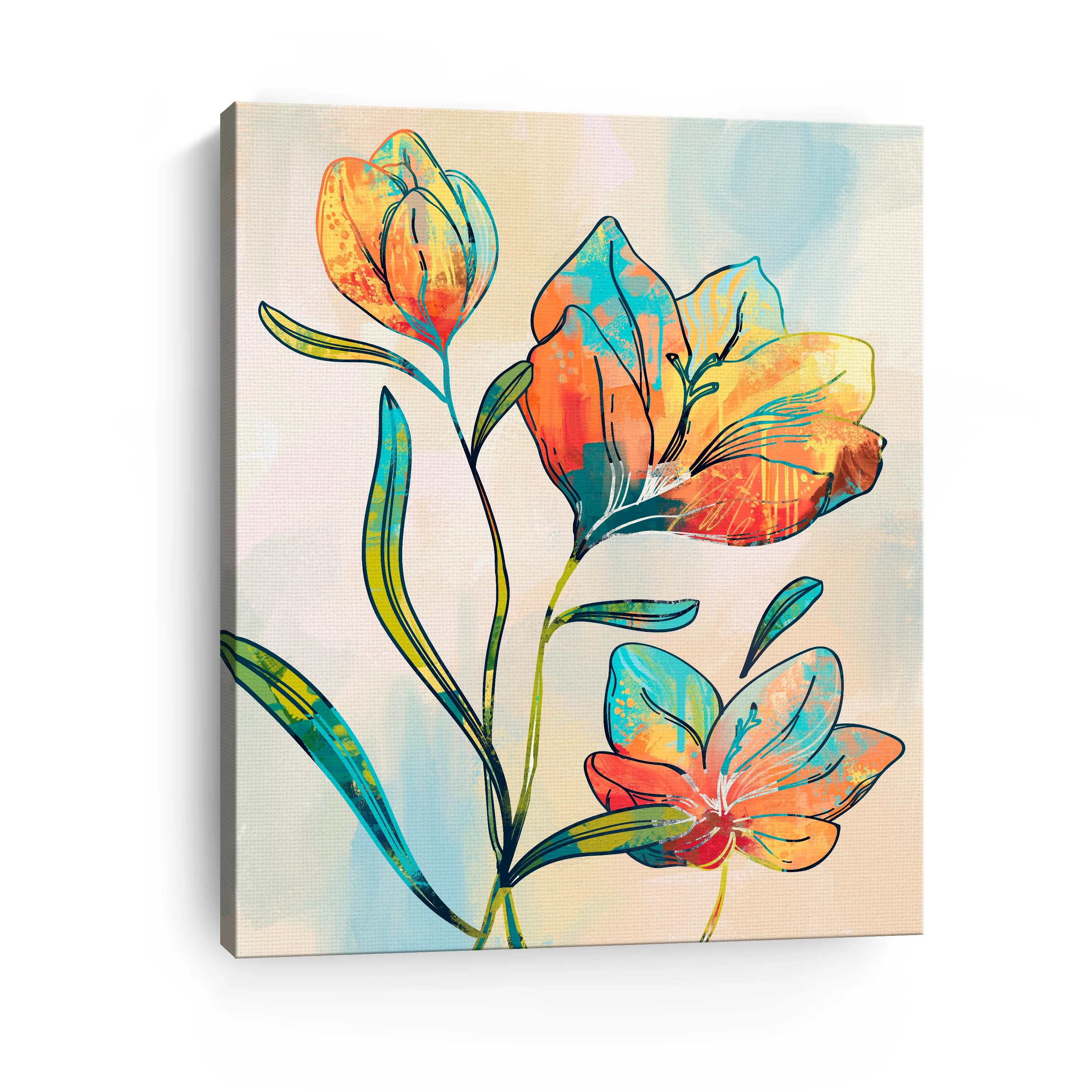 Abstract Graffiti Flowers Canvas Giclee Wall Art - Image 3