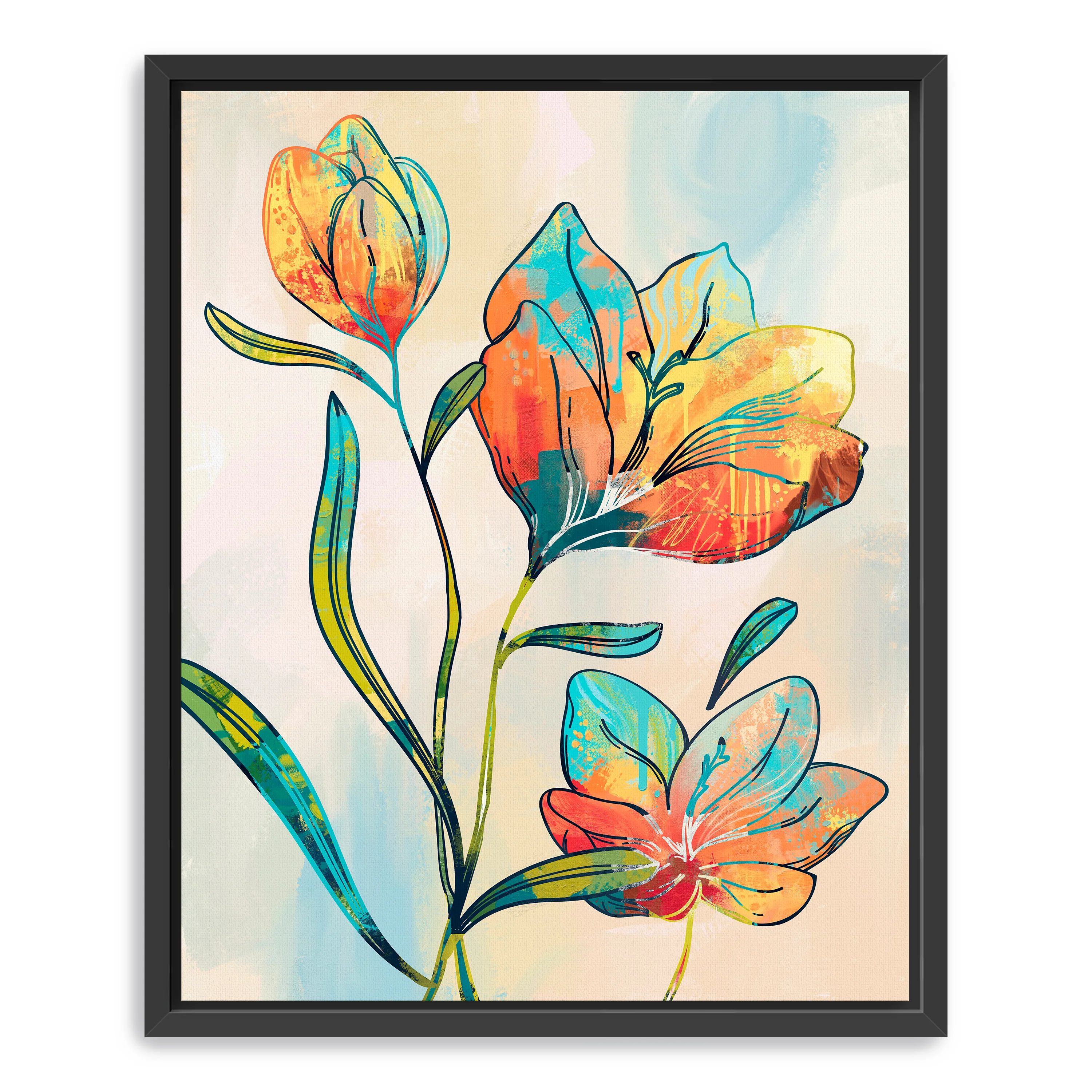 Abstract Graffiti Flowers Canvas Giclee Wall Art - Image 4