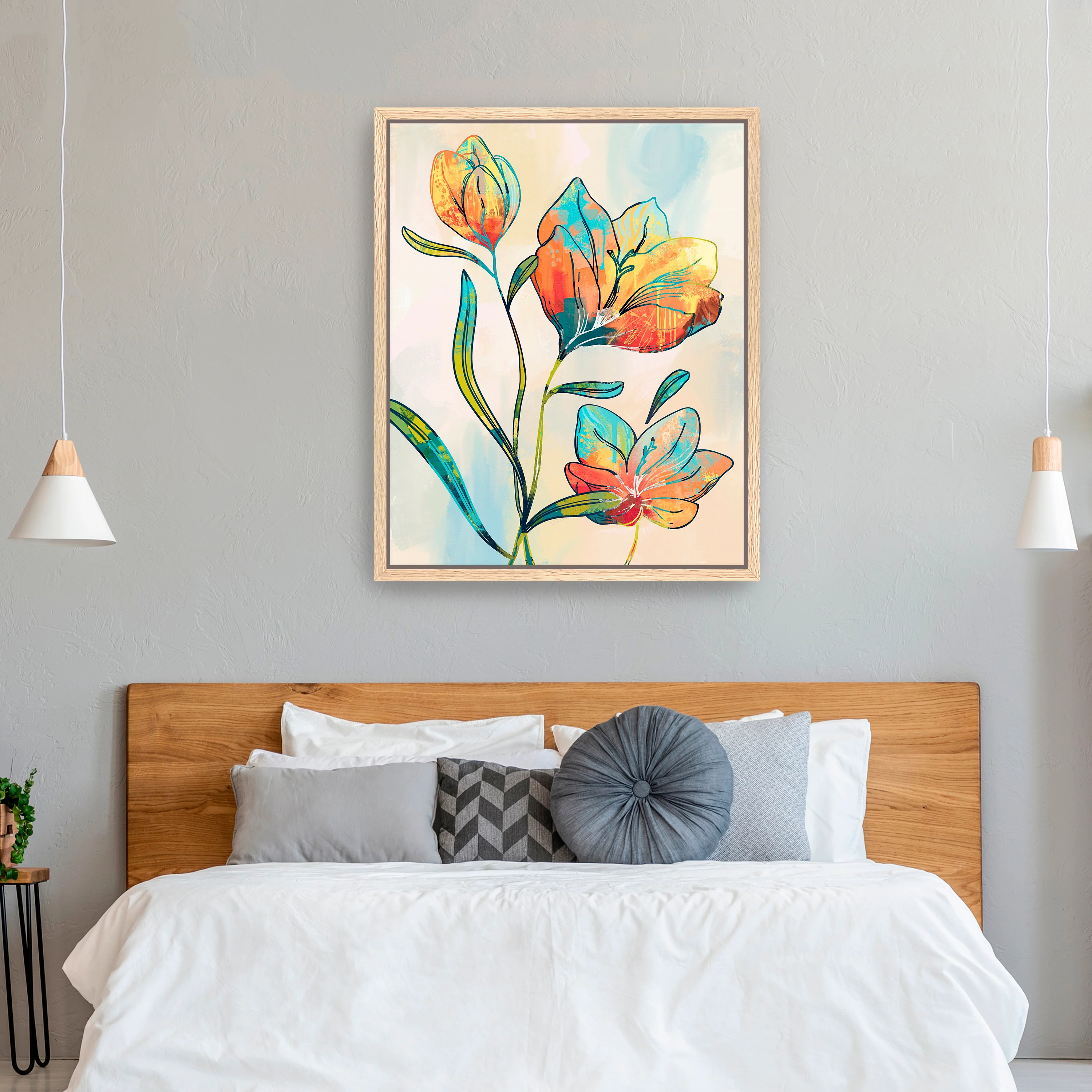 Abstract Graffiti Flowers Canvas Giclee Wall Art - Image 8
