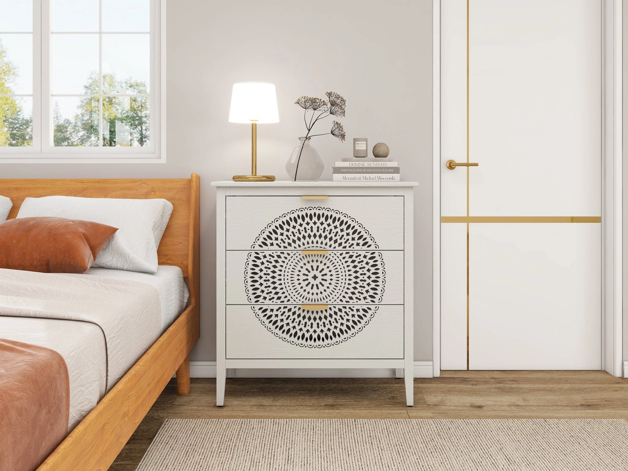 Abundanz 3-Drawer Dresser with Hollow Pattern and Metal Handle - Image 18