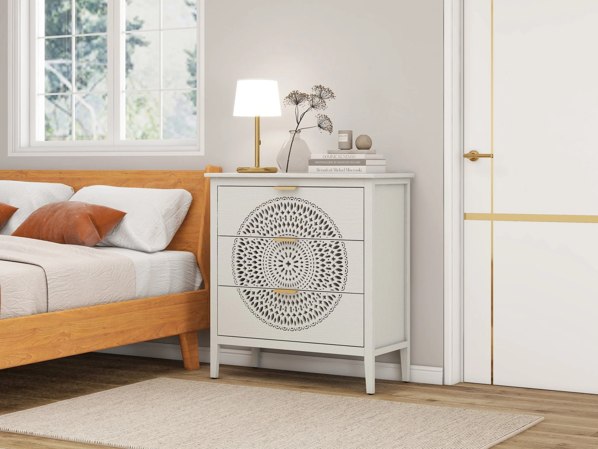 Abundanz 3-Drawer Dresser with Hollow Pattern and Metal Handle - Image 19