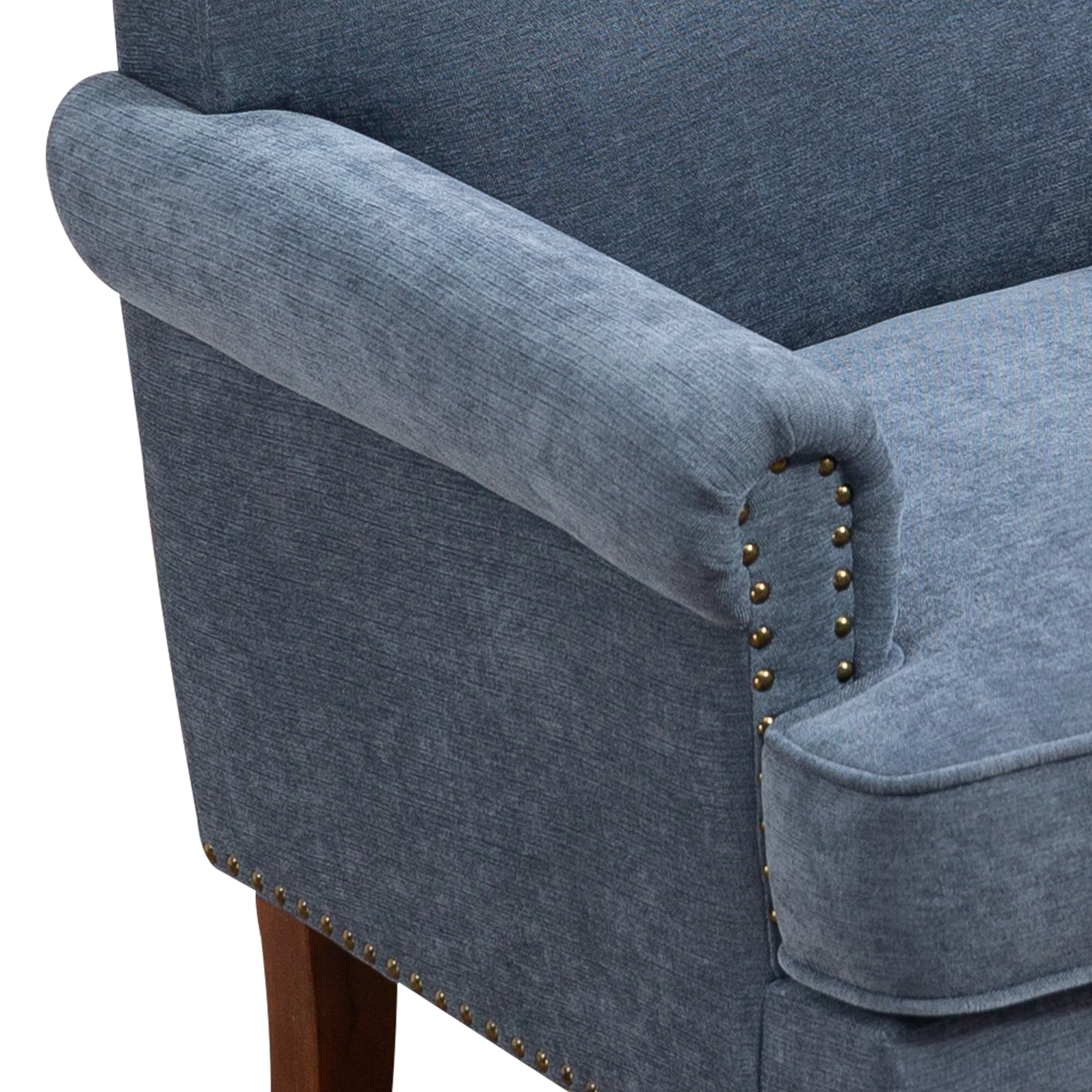 Nailhead Trim Rolled Arm Upholstered Accent Chair - Image 13