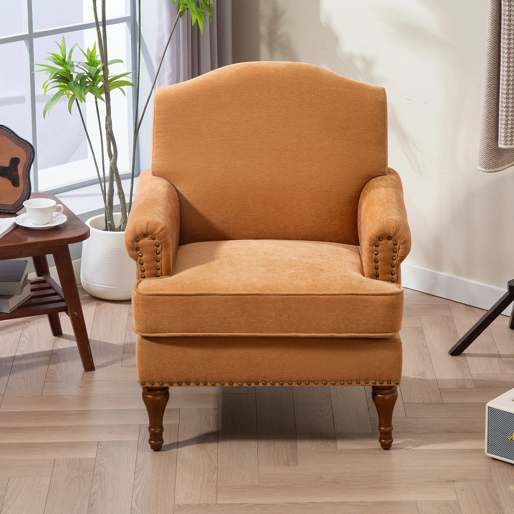 Nailhead Trim Rolled Arm Upholstered Accent Chair - Image 39