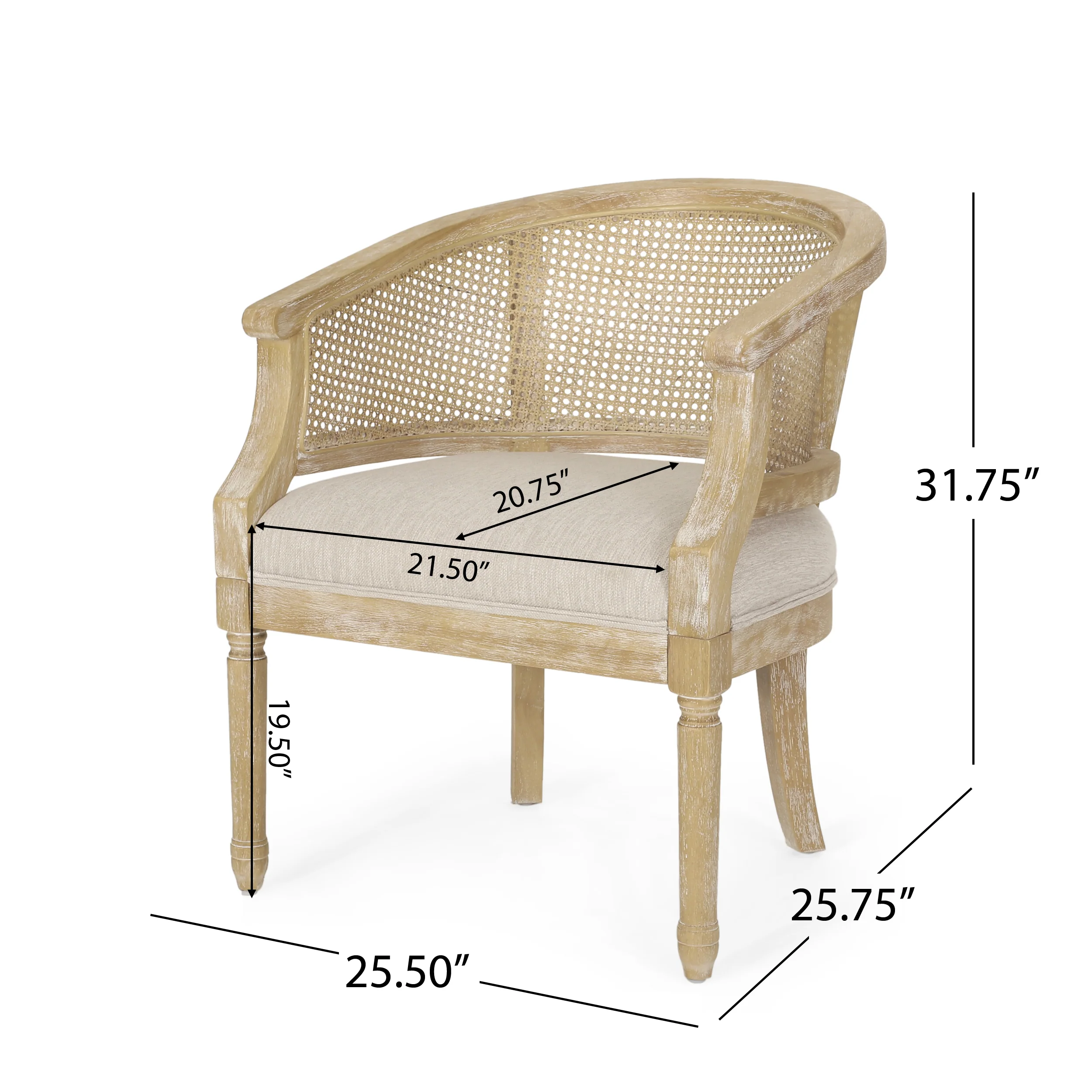 Accent Chair Rubber Wood Beige Natural - Image 5