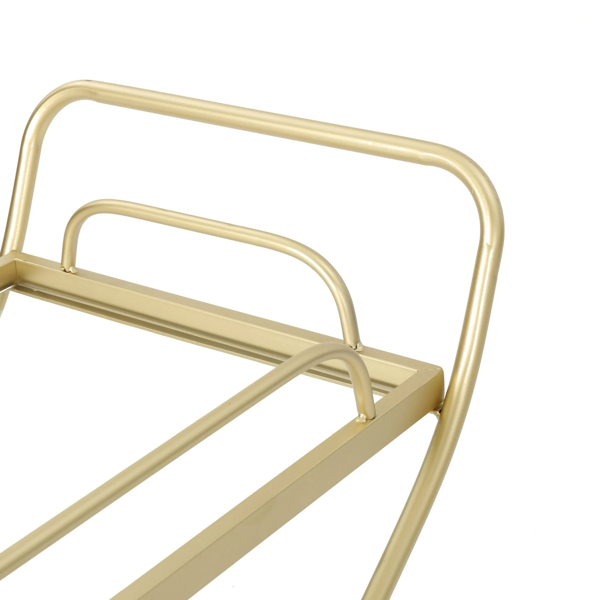 Allegro Outdoor Bar Cart with 2 Tempered Glass Shelves and Metal Frame - Image 5