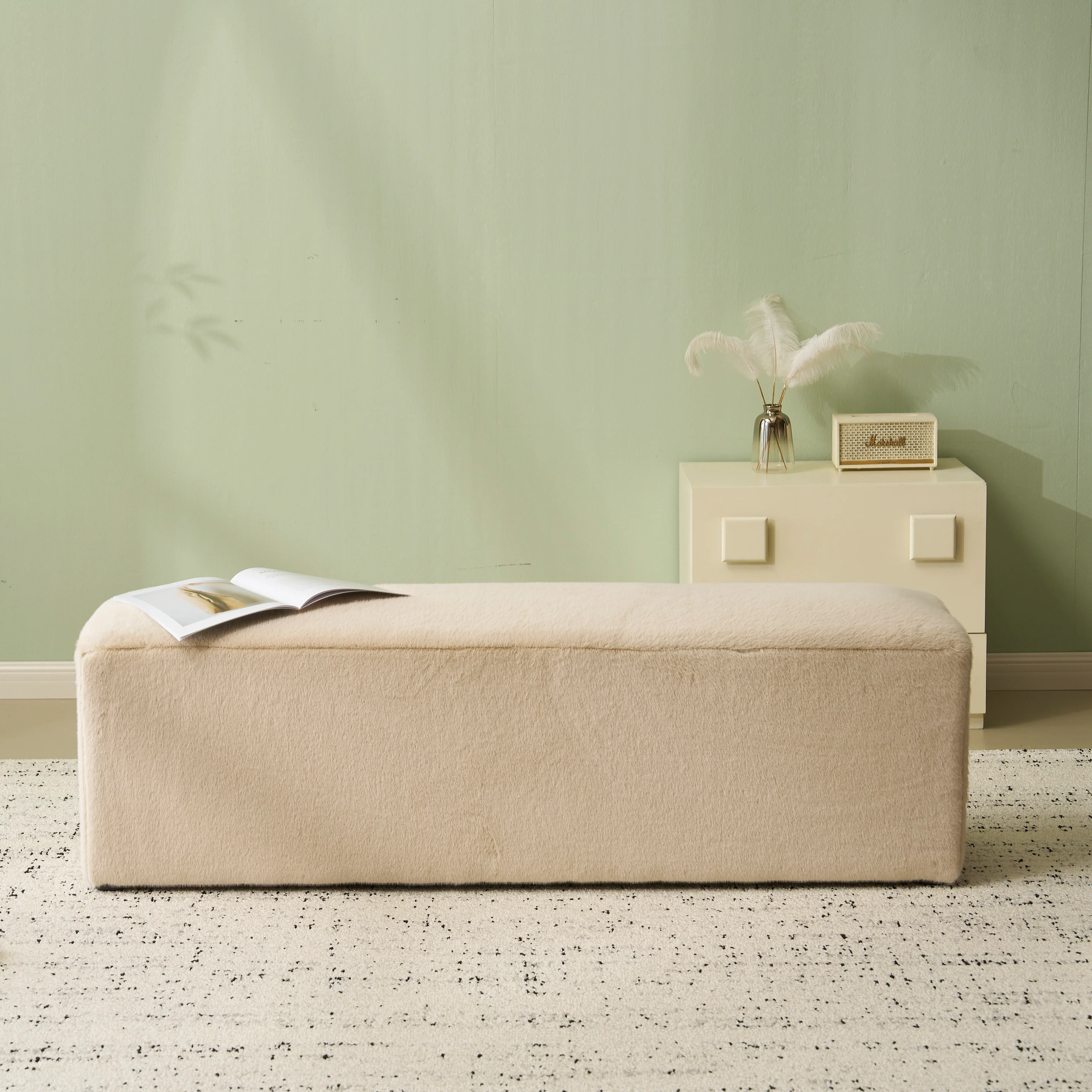 Almond Long Plush Ottoman - Image 10