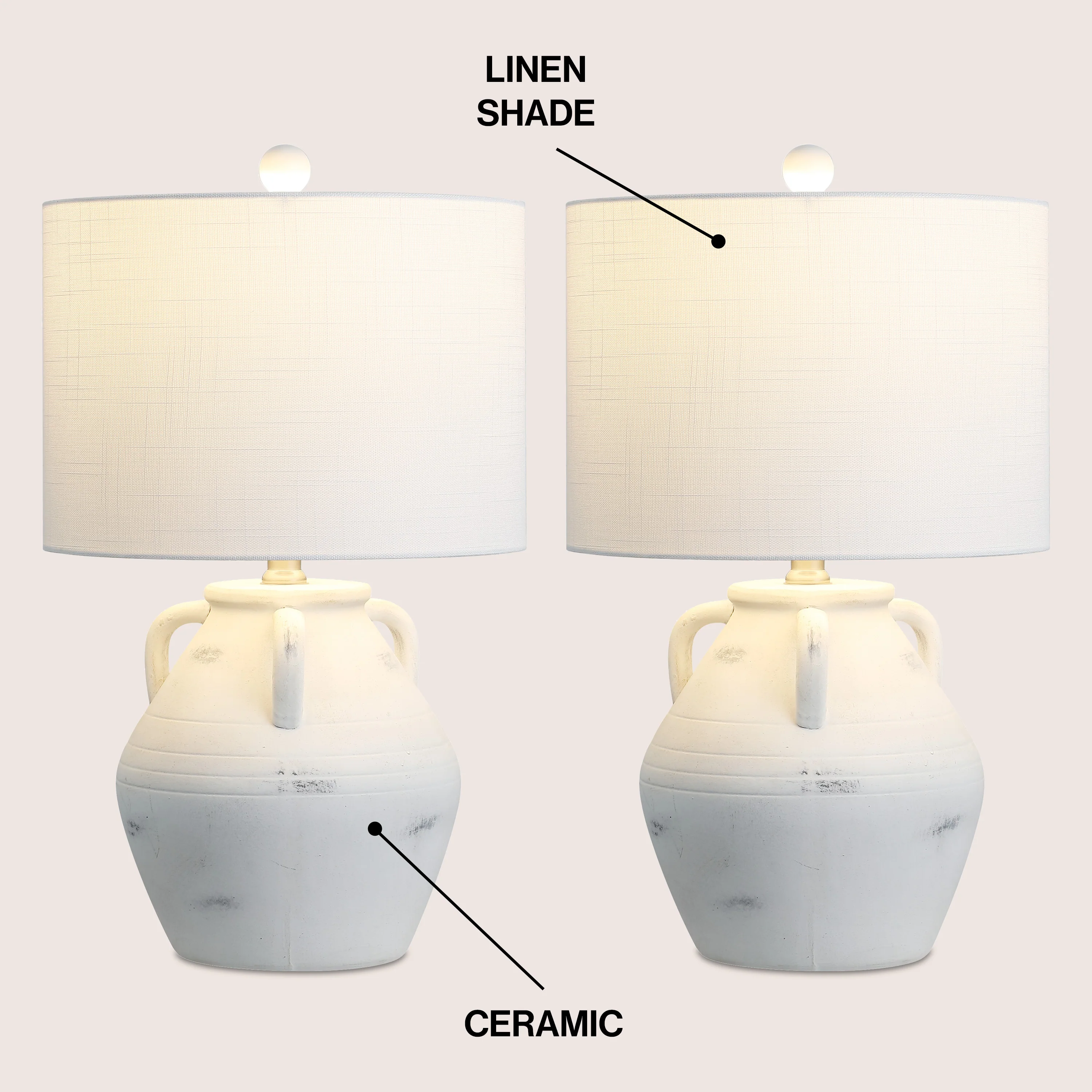 Altea 20.5" Rustic Coastal Pottery Jar LED Table Lamp, Set of 2 - Image 3