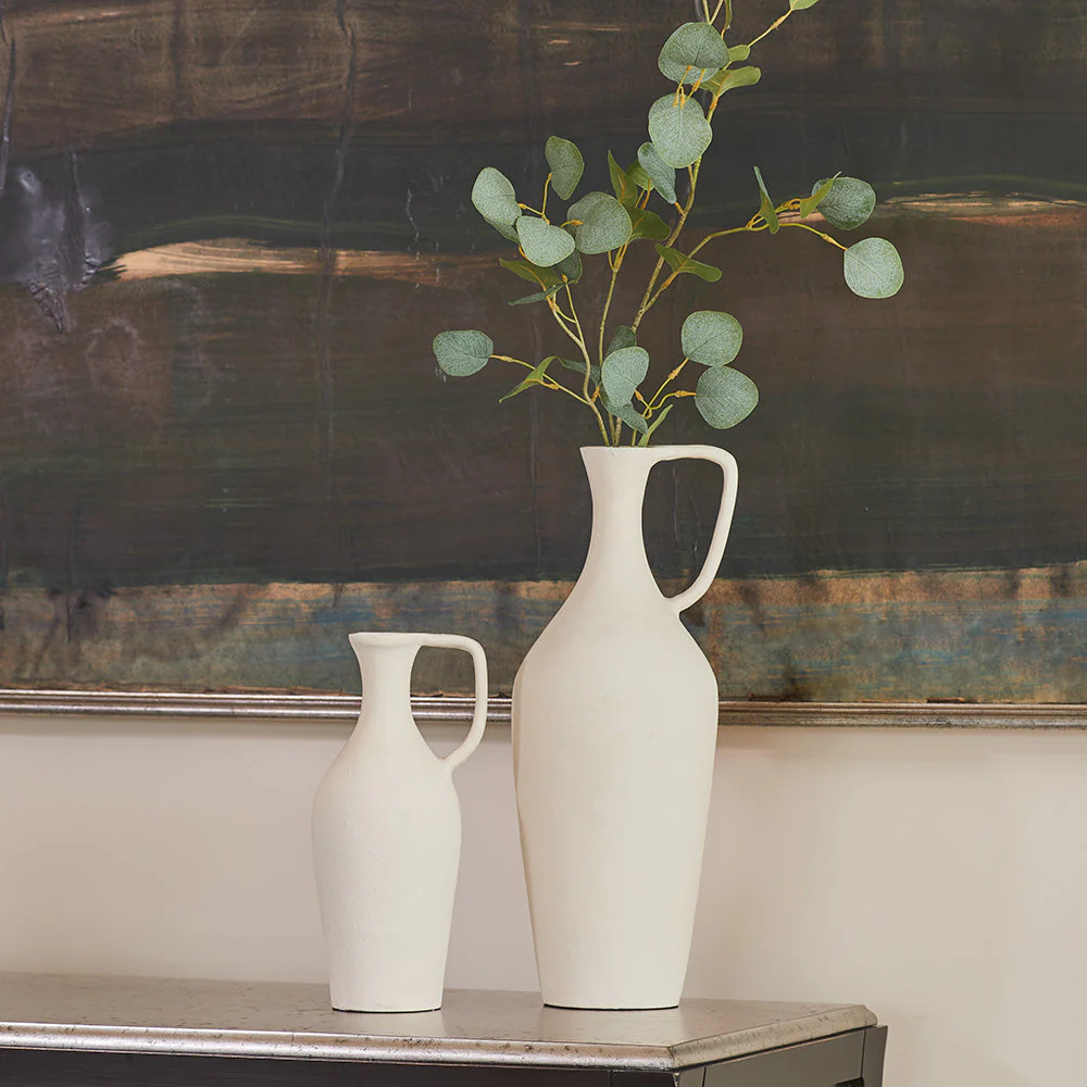 Aluminum Pitcher Vase in Cream, 18 in - Image 7