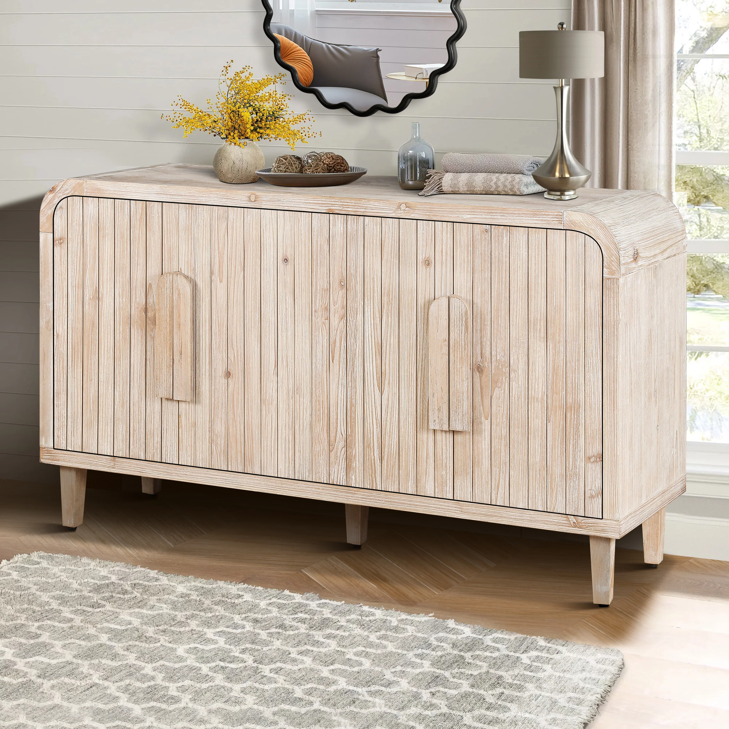 Amulette 4-Door Sideboard with Curved Edge and Adjustable Shelves - Image 10
