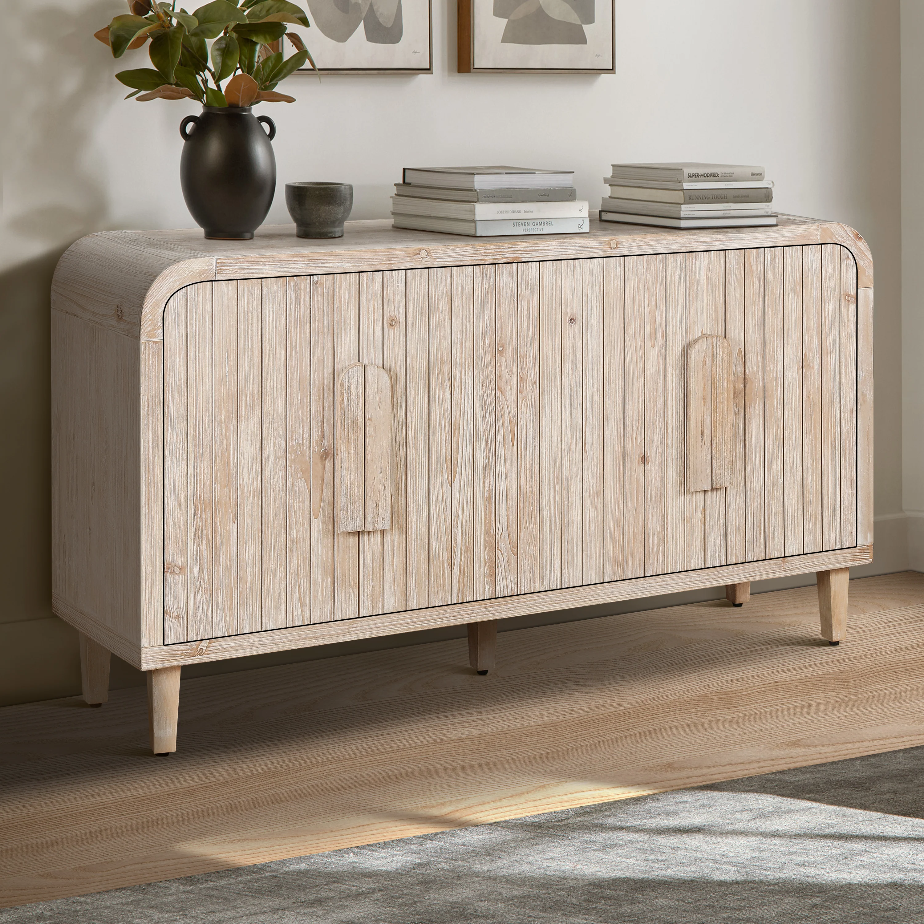 Amulette 4-Door Sideboard with Curved Edge and Adjustable Shelves - Image 2