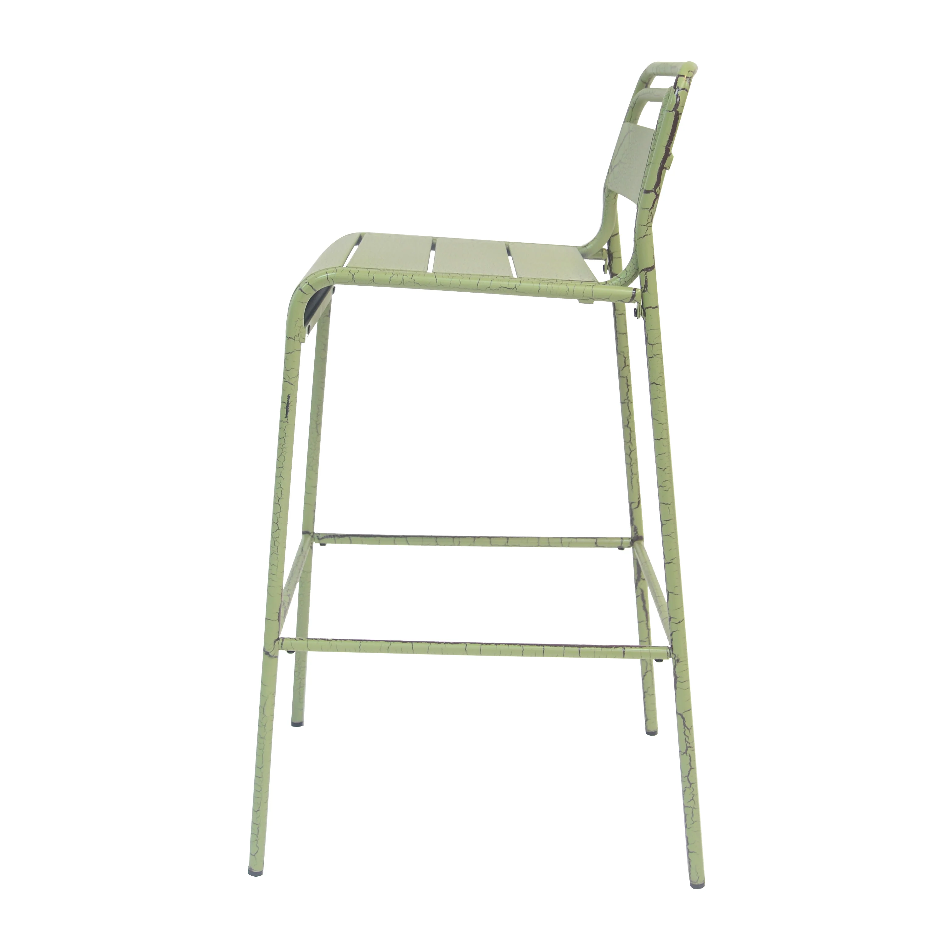 Anhydrite Outdoor Bar Stool with Low Back and Slatted Seat, Set of 2 - Image 16