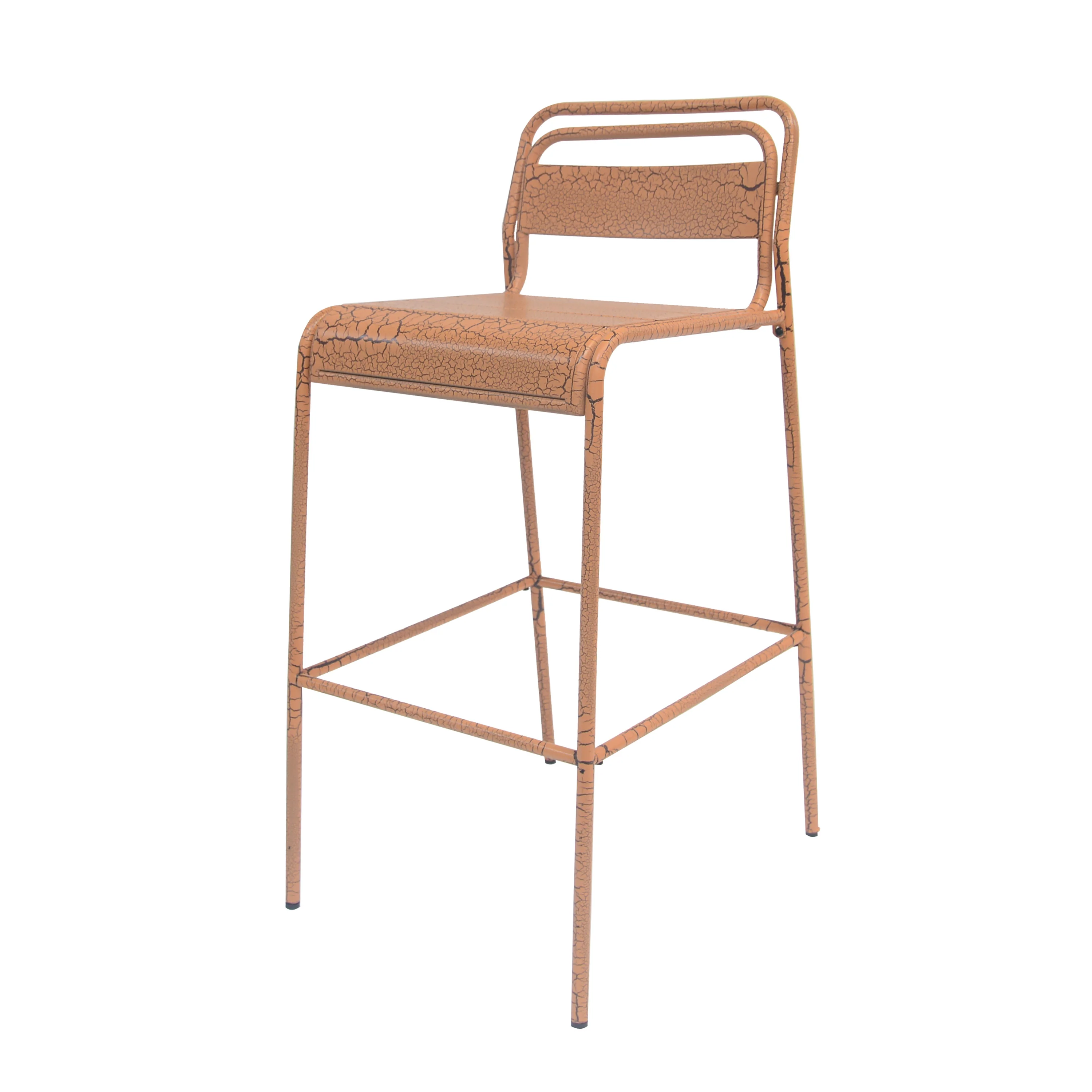 Anhydrite Outdoor Bar Stool with Low Back and Slatted Seat, Set of 2 - Image 4