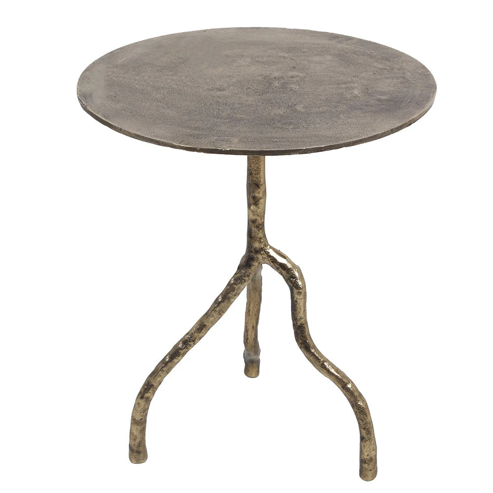 Handcrafted Antique Brass Aluminum Accent Table, 22 in - Image 4