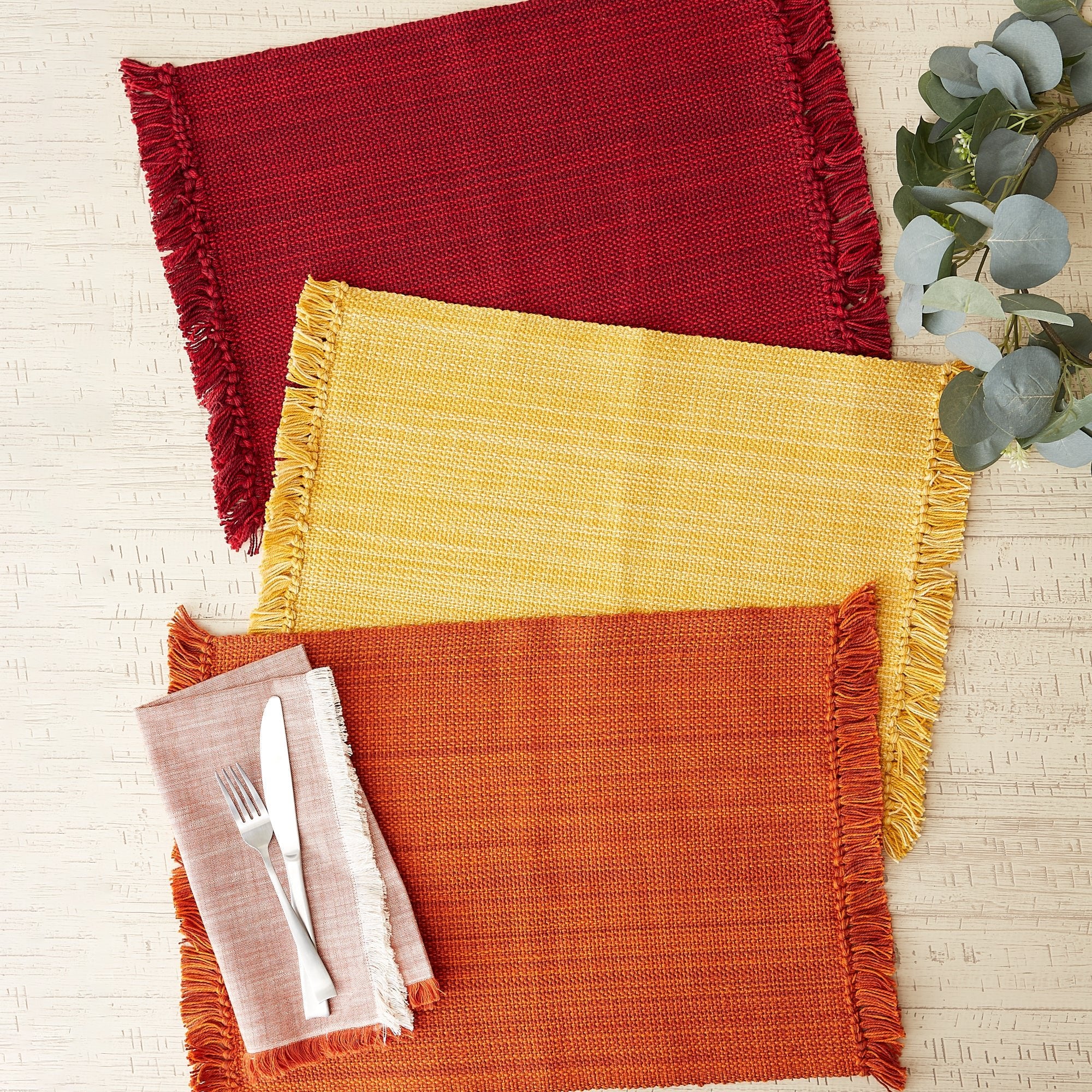 Apricot Variegated Fringe Placemats, Set Of 6 - Image 10