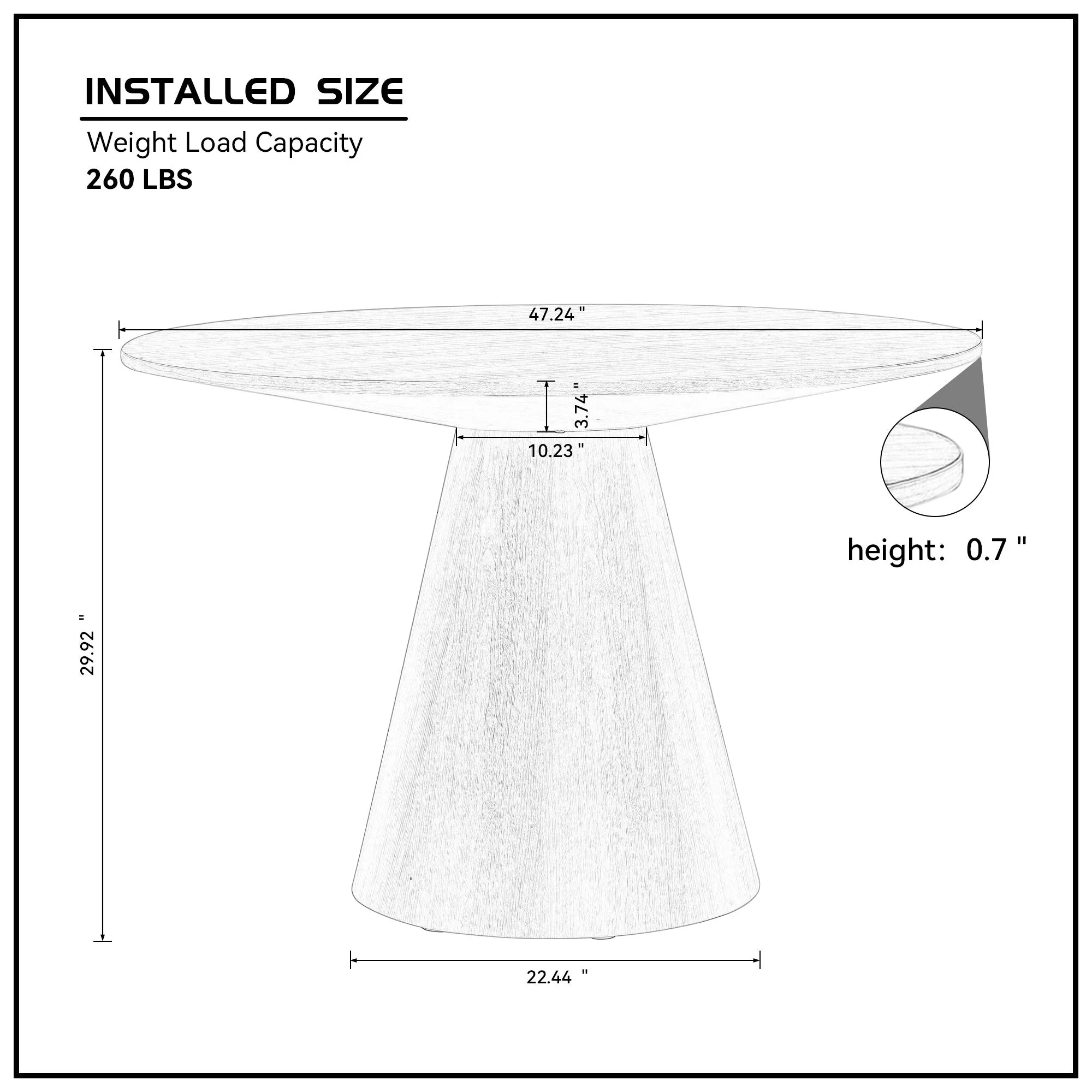 Aquatica Dining Table with Circular Tabletop and Pedestal Base - Image 6