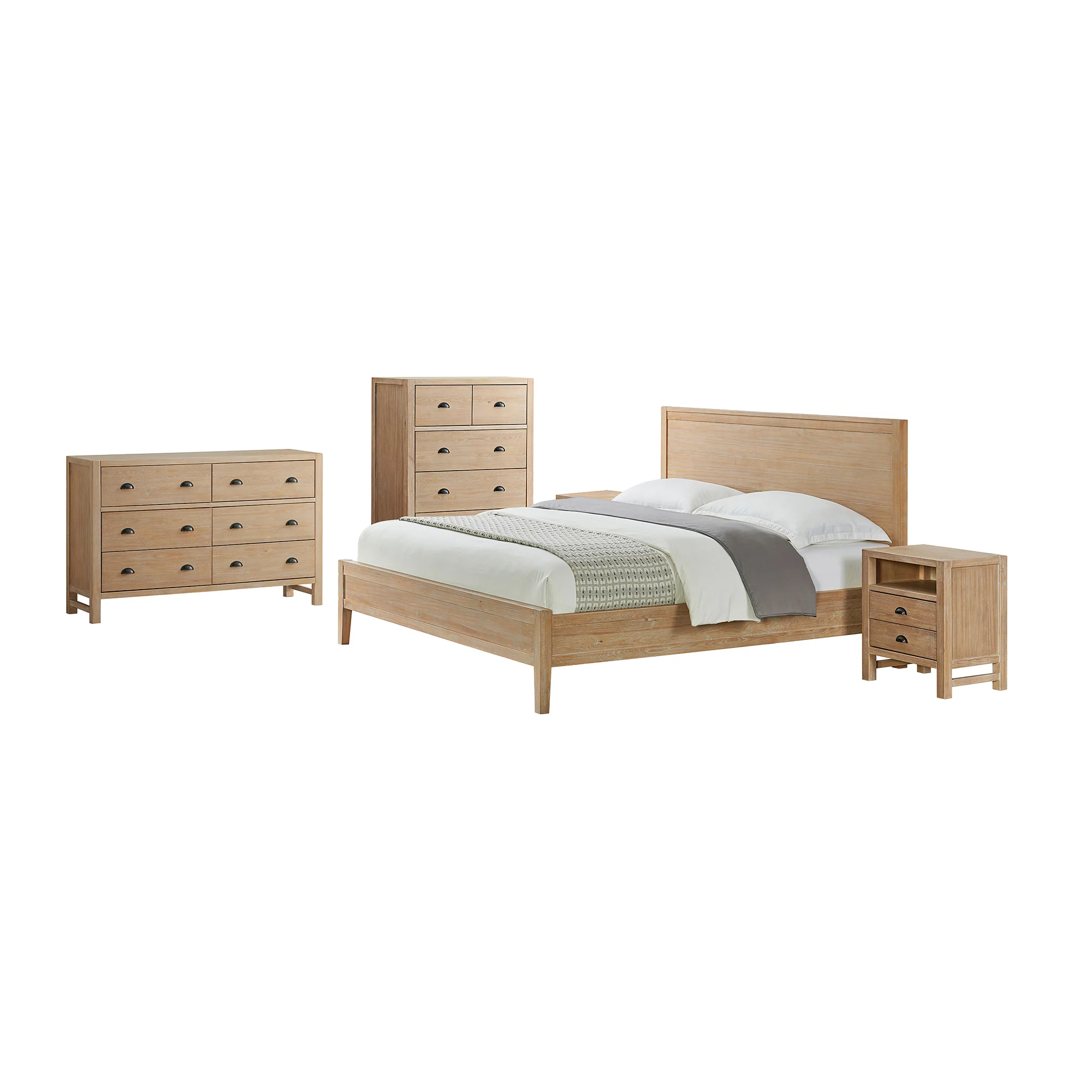 Arden 5-Piece Wood Bedroom Set with Bed, Two 2-Drawer Nightstand, 5-Drawer Chest, 6-Drawer Dresser - Image 11